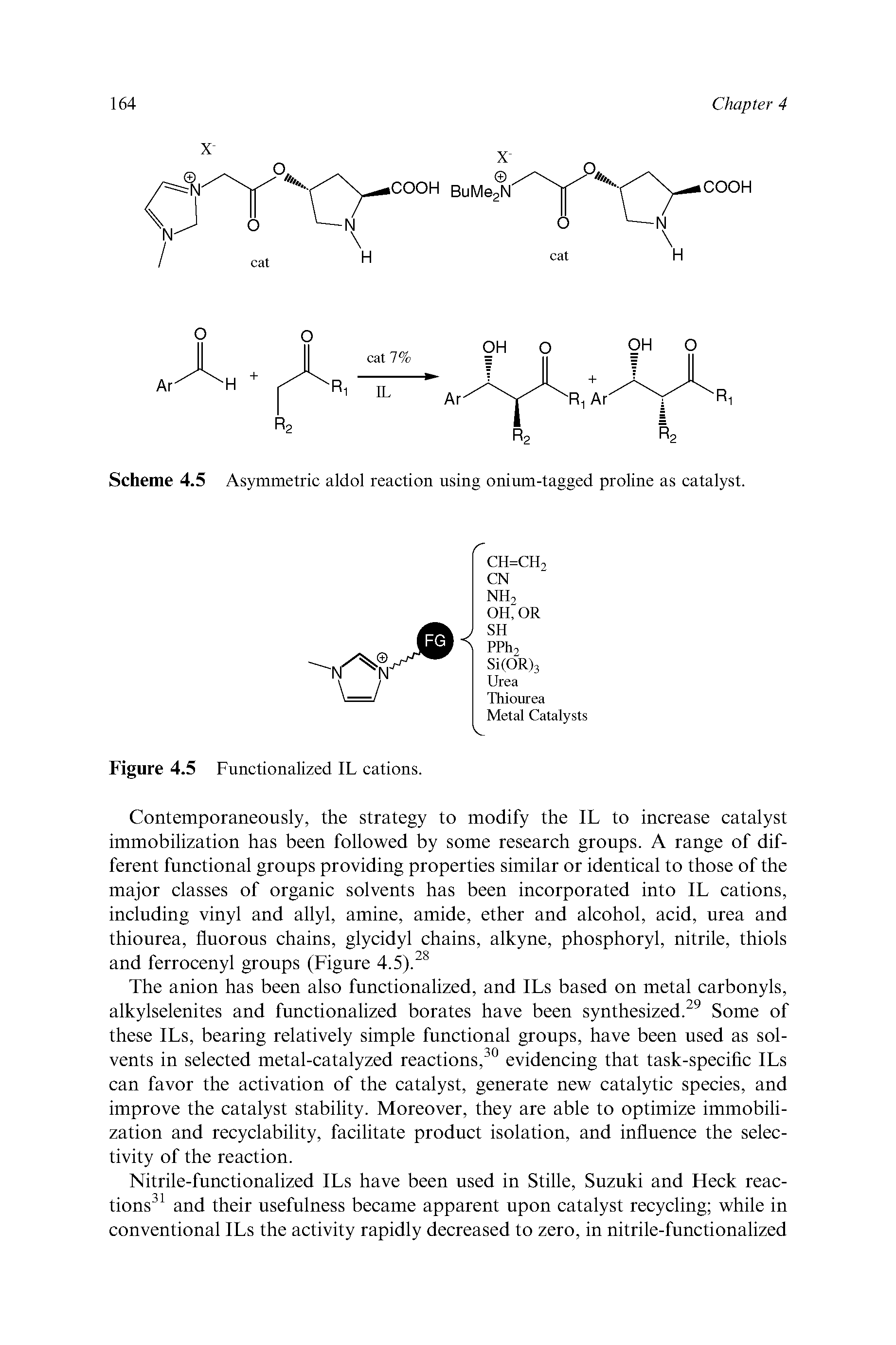 Scheme 4.5 Asymmetric aldol reaction using onium-tagged proline as catalyst.