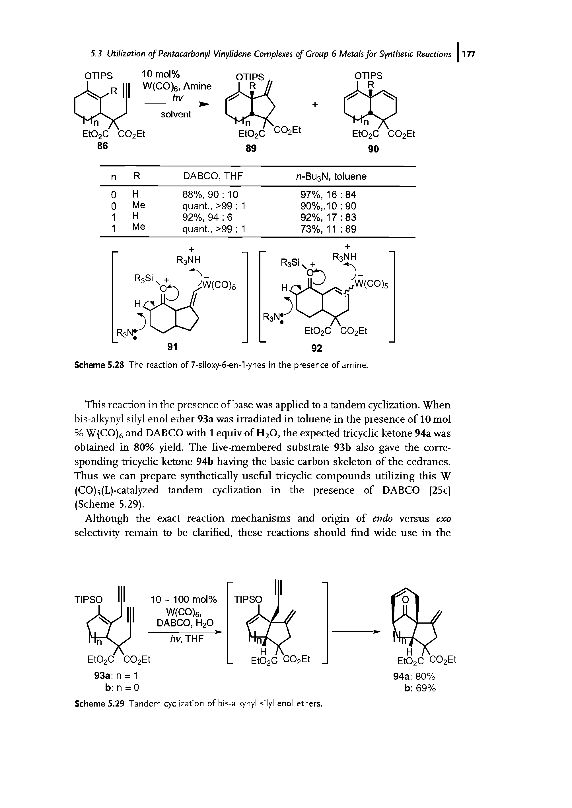 Scheme 5.29 Tandem cyclization of bis-alkynyl silyl enol ethers.
