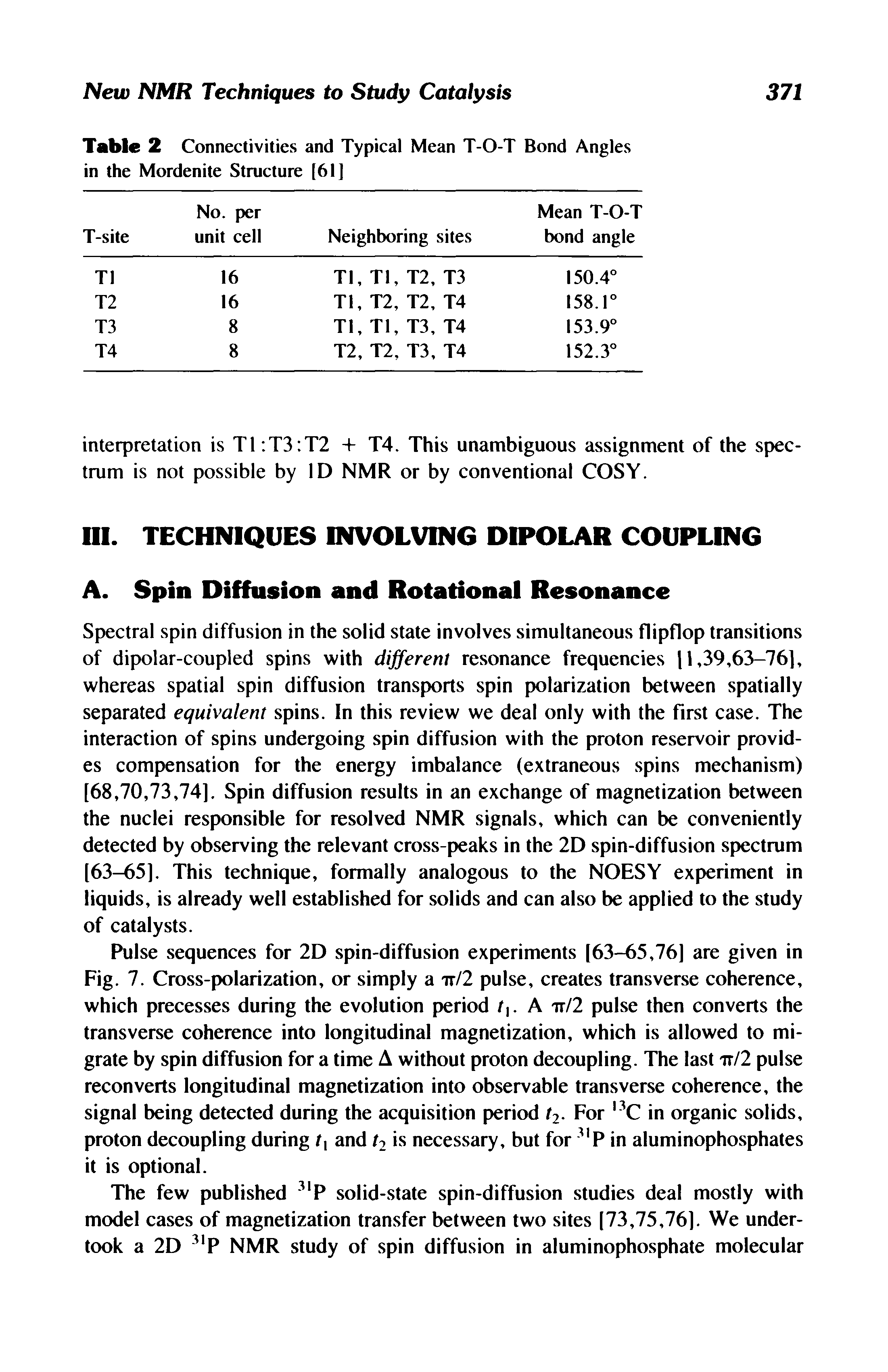 Table 2 Connectivities and Typical Mean T-O-T Bond Angles in the Mordenite Structure [61]...