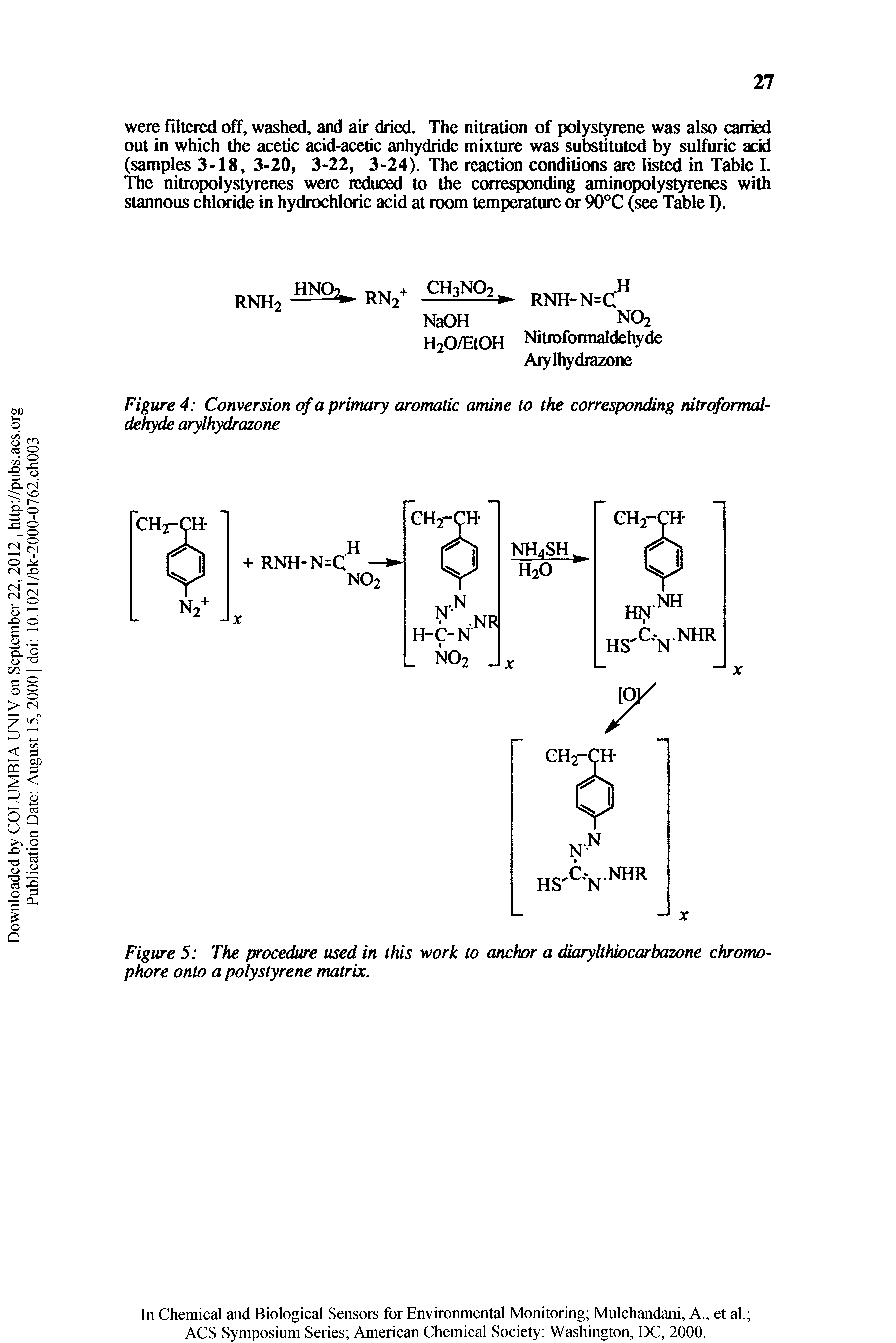 Figure 4 Conversion of a primary aromatic amine to the corresponding nitroformaldehyde arylhydrazone...