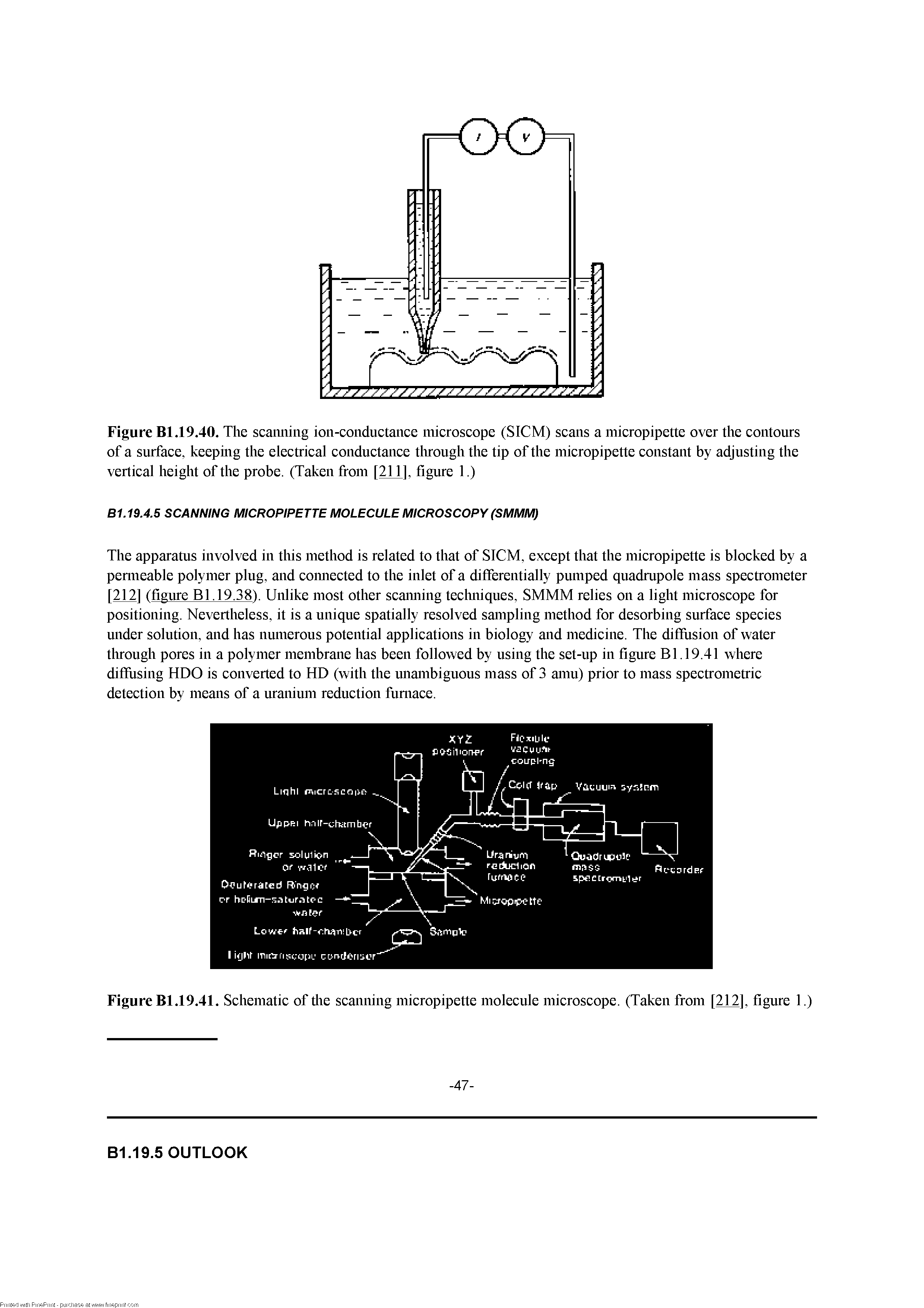 Figure Bl.19.40. The scanning ion-conductance microscope (SICM) scans a micropipette over the contours of a surface, keepmg the electrical conductance tlirough the tip of the micropipette constant by adjusting the vertical height of the probe. (Taken from [211], figure 1.)...