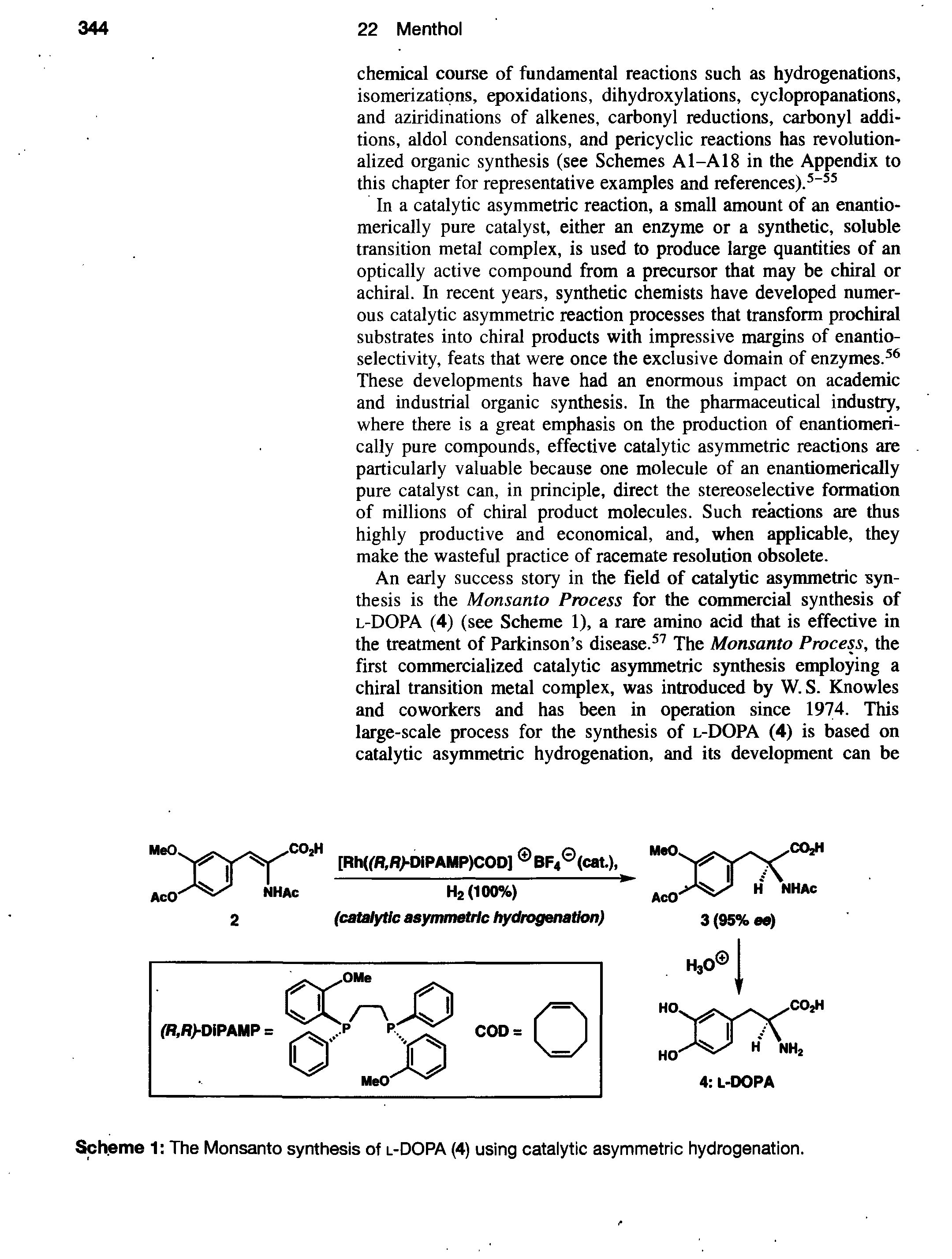 Scheme 1 The Monsanto synthesis of l-DOPA (4) using catalytic asymmetric hydrogenation.