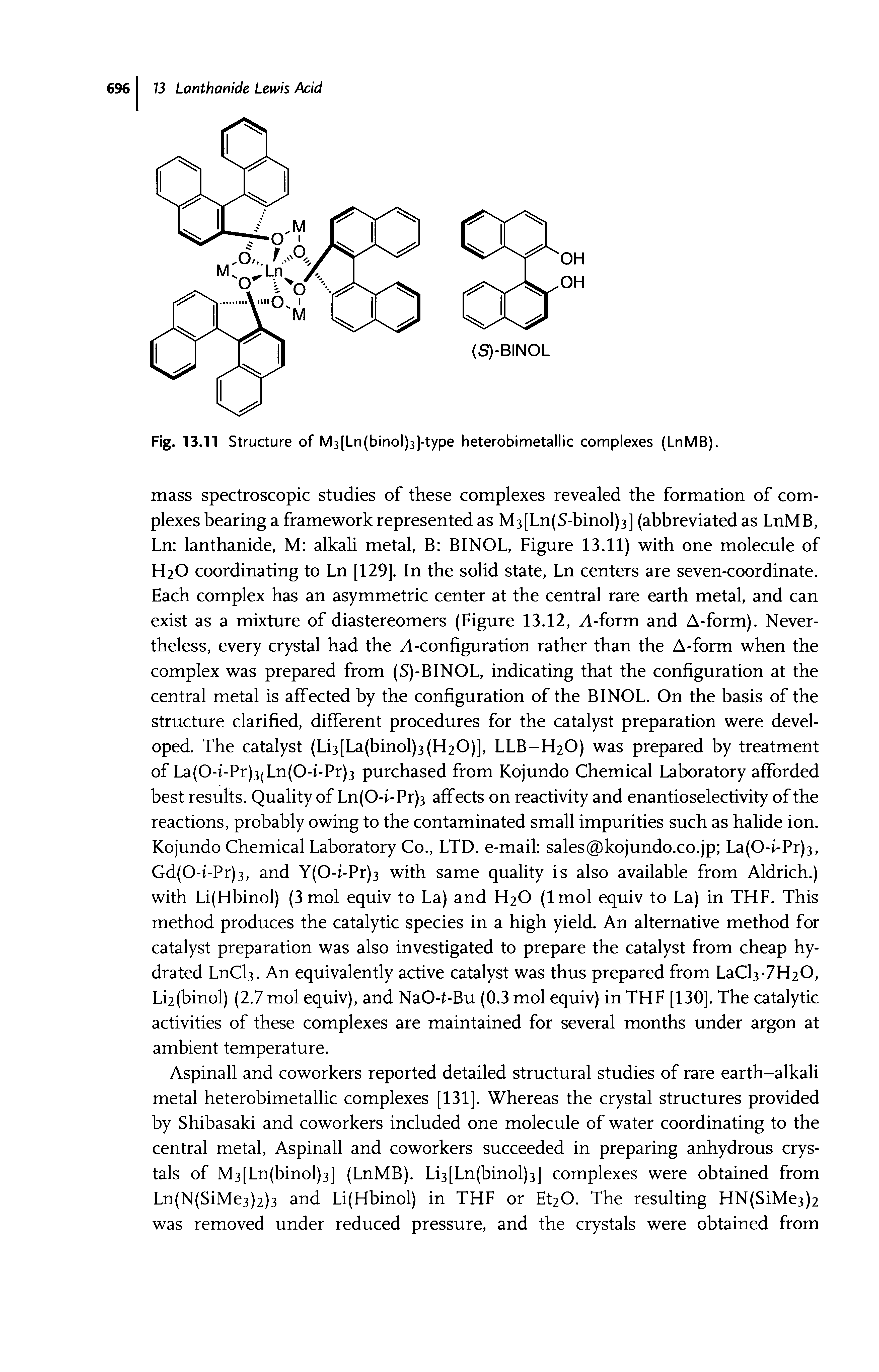 Fig. 13.11 Structure of M3[Ln(binol)3)-type heterobimetallic complexes (LnMB).