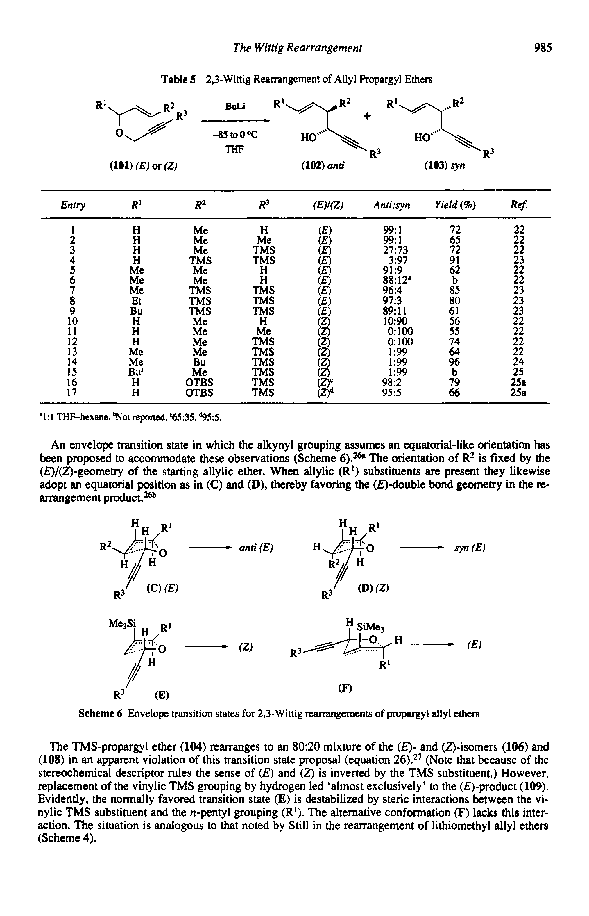 Scheme 6 Envelope transition states for 2,3-Wittig rearrangements of propargyl allyl ethers...