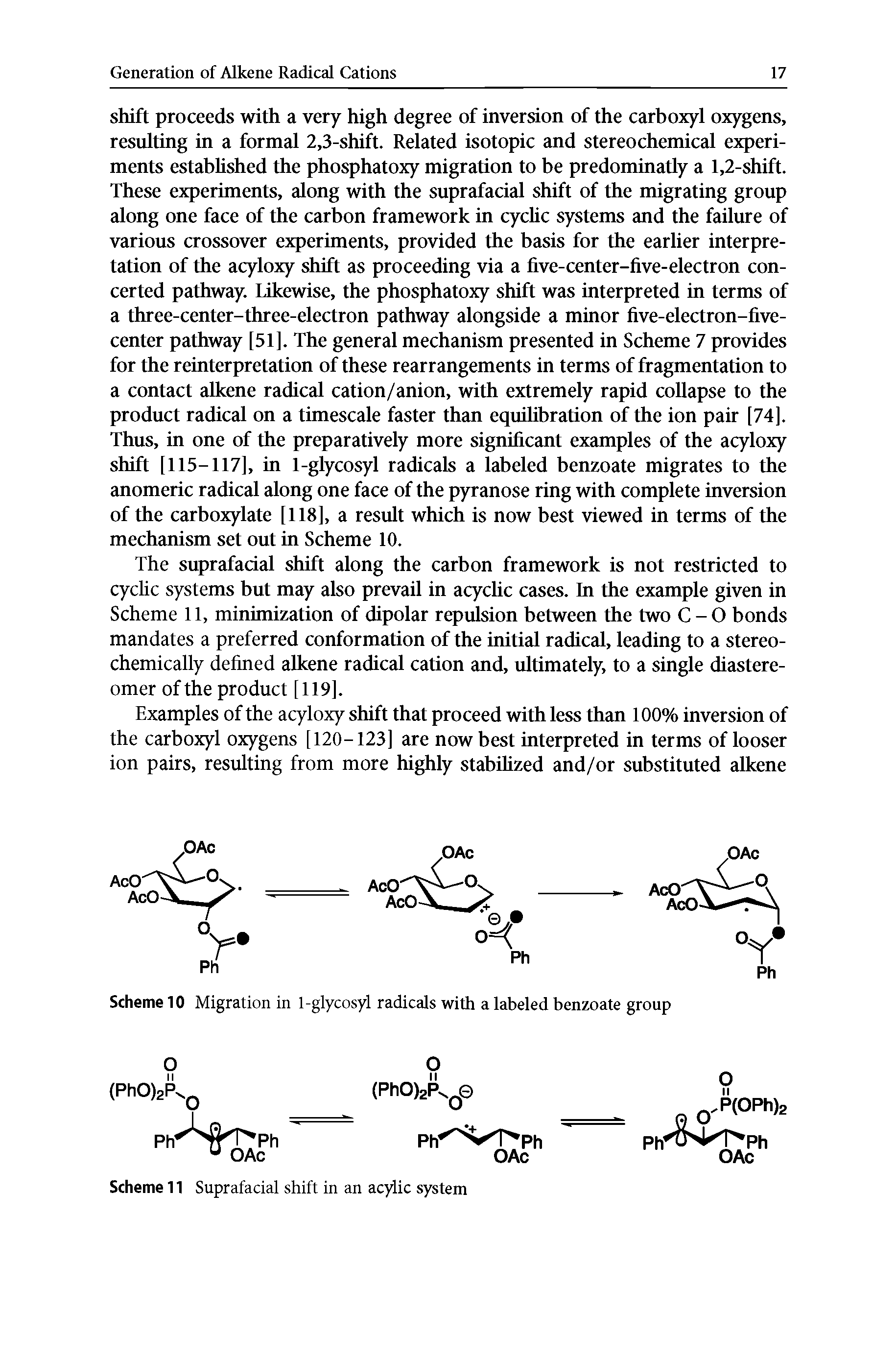 Scheme 10 Migration in 1-glycosyl radicals with a labeled benzoate group...