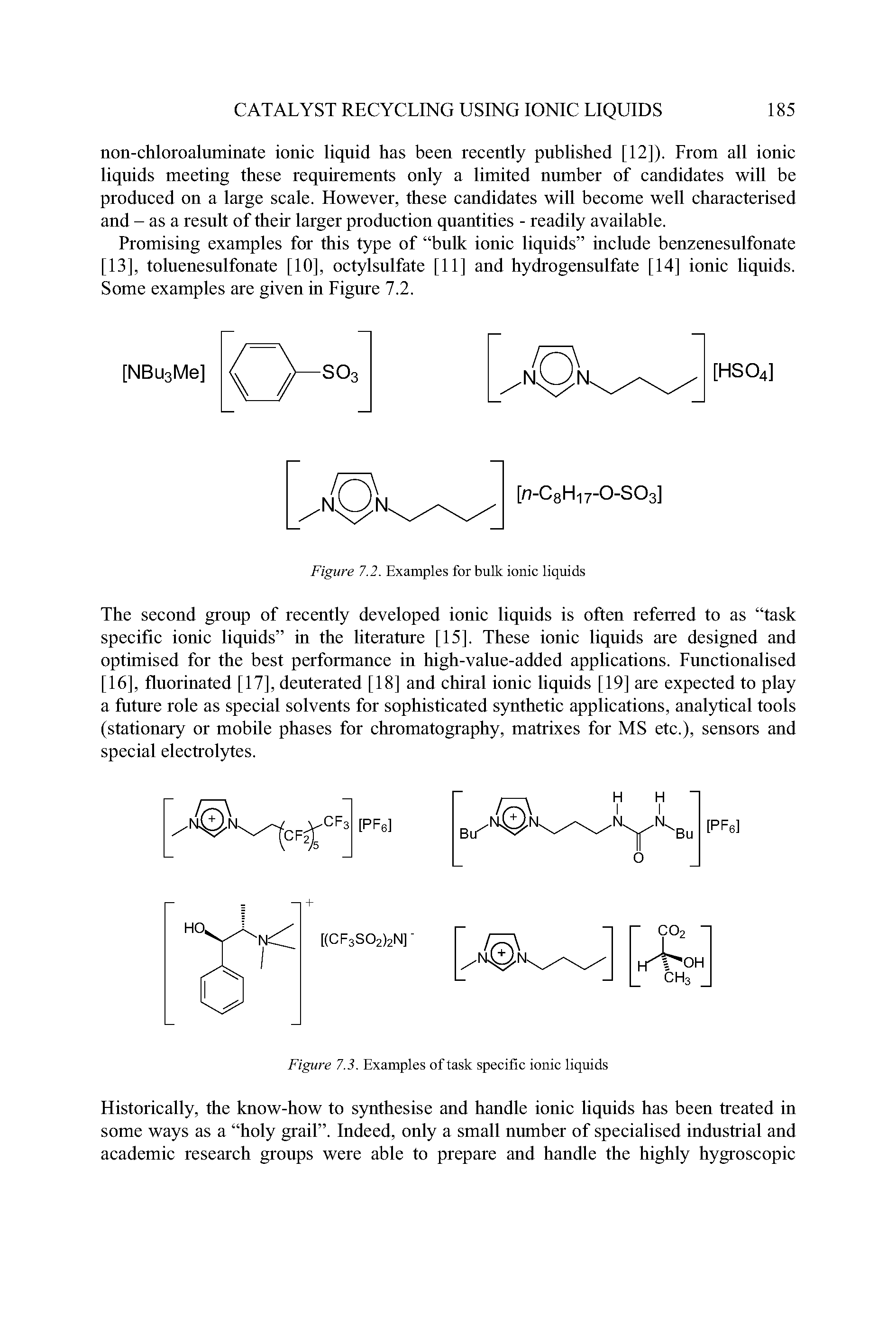 Figure 7.3. Examples of task specific ionic liquids...