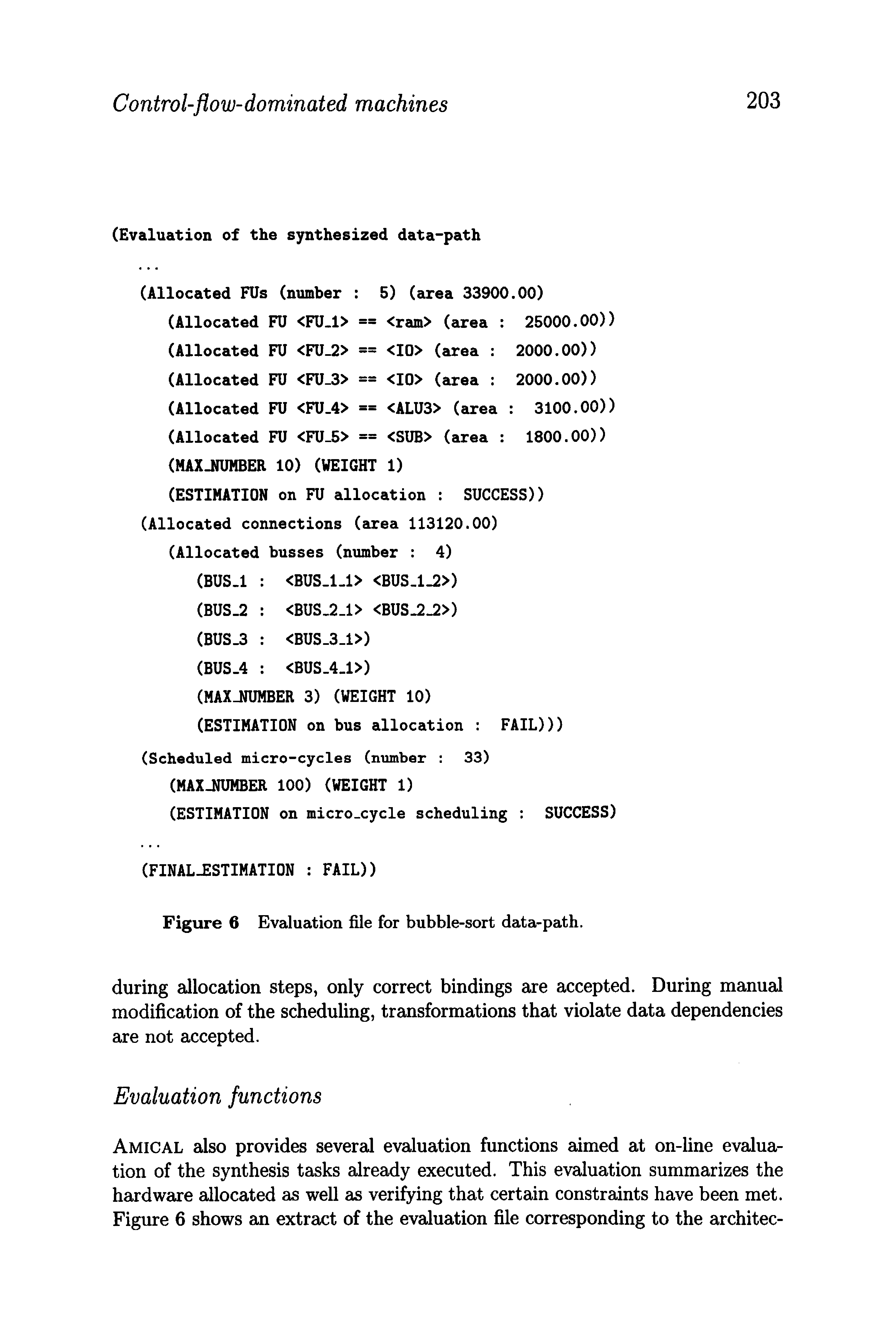 Figure 6 Evaluation file for bubble-sort data-path.