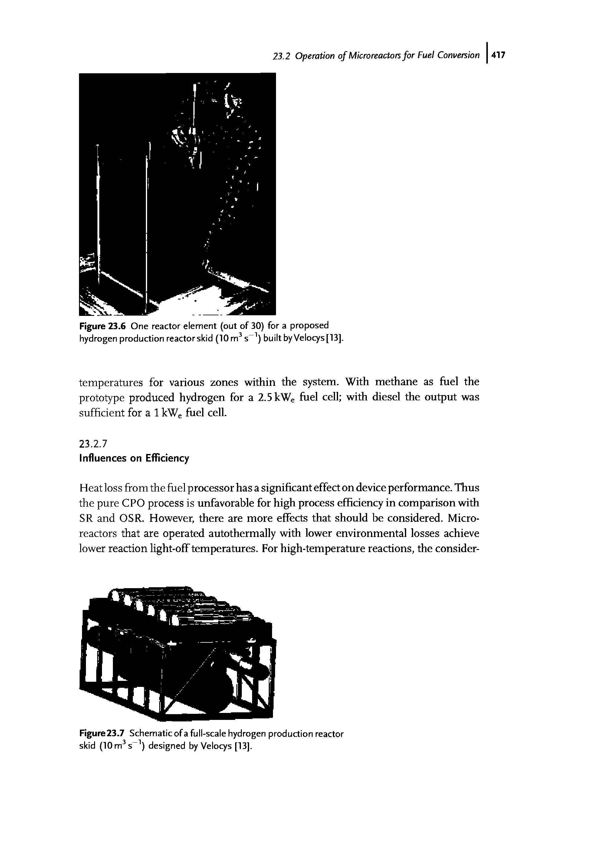 Figure 23.6 One reactor element (out of 30) for a proposed hydrogen production reactor skid (10 s ) built byVelocys[13].