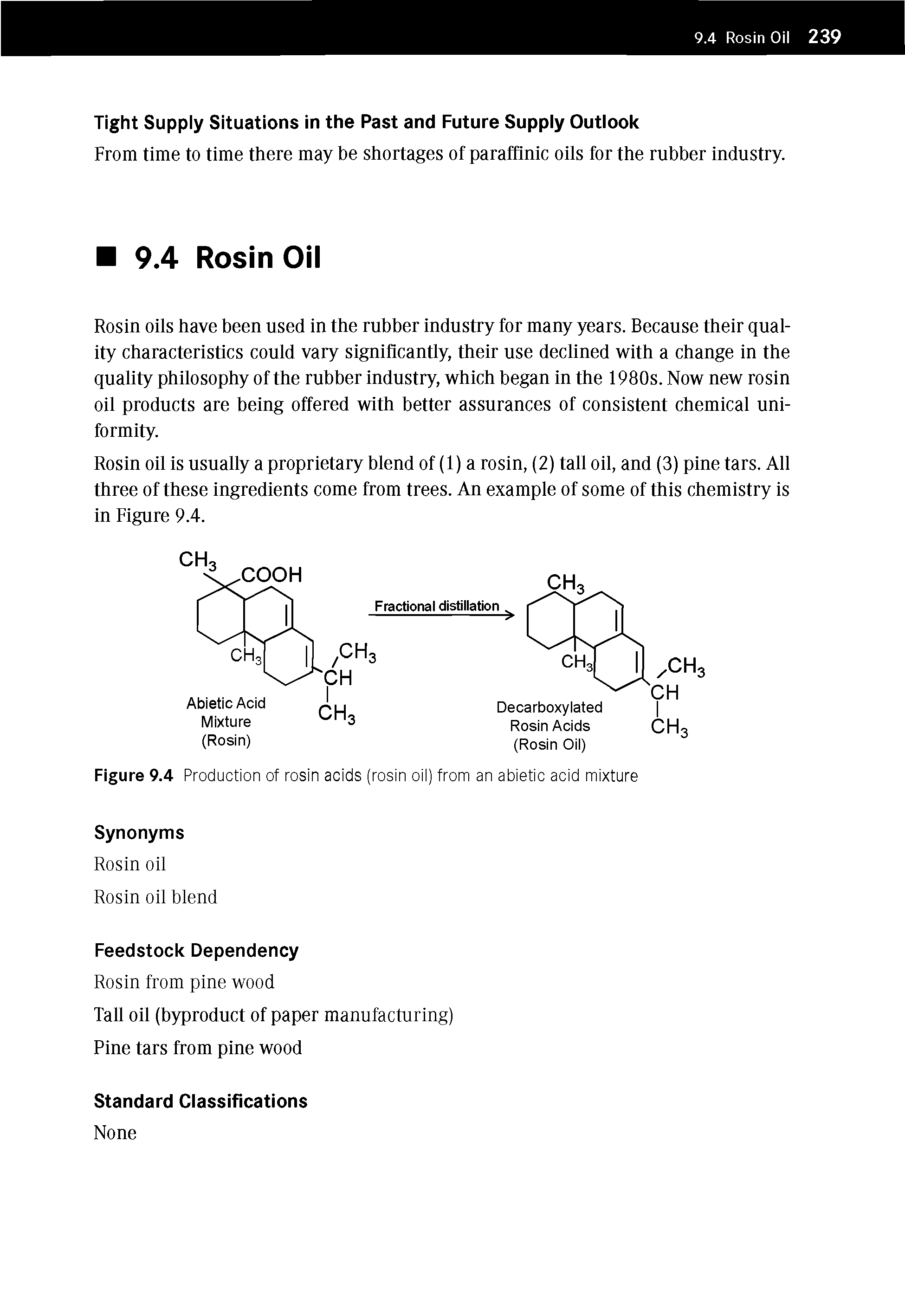 Figure 9.4 Production of rosin acids (rosin oil) from an abietic acid mixture...
