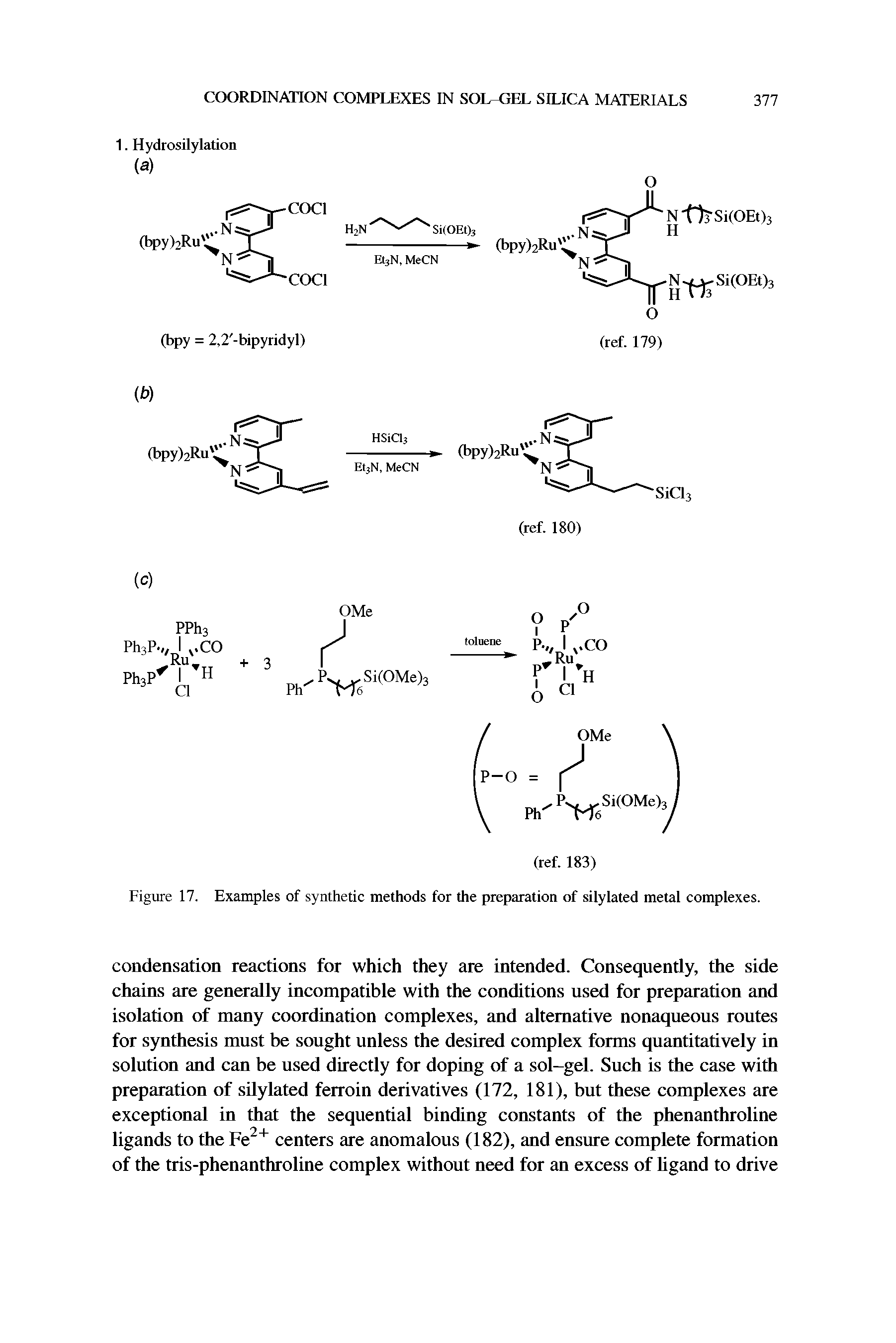 Figure 17. Examples of synthetic methods for the preparation of silylated metal complexes.