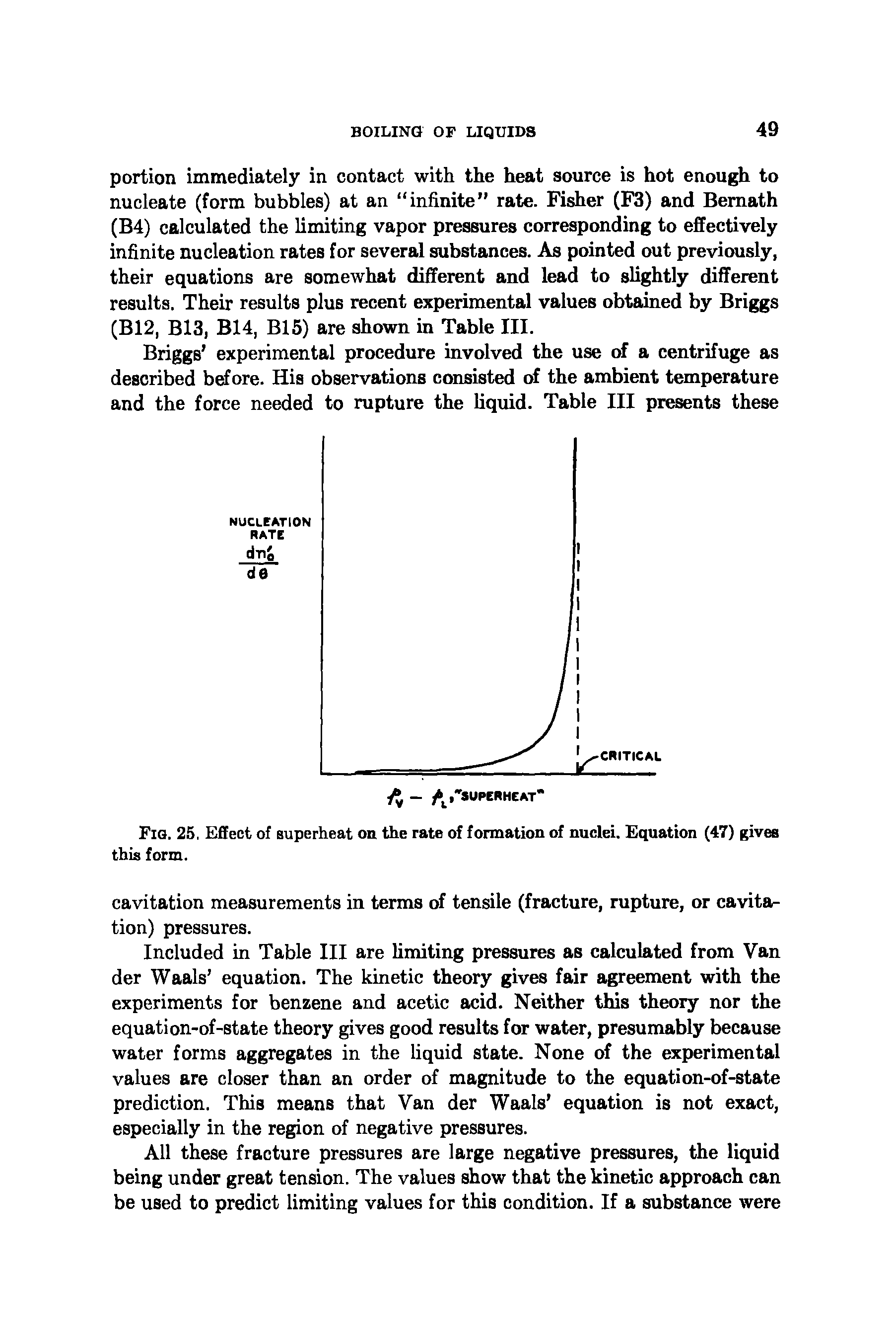 Fig. 25. Effect of superheat on the rate of formation of nuclei. Equation (47) gives this form.