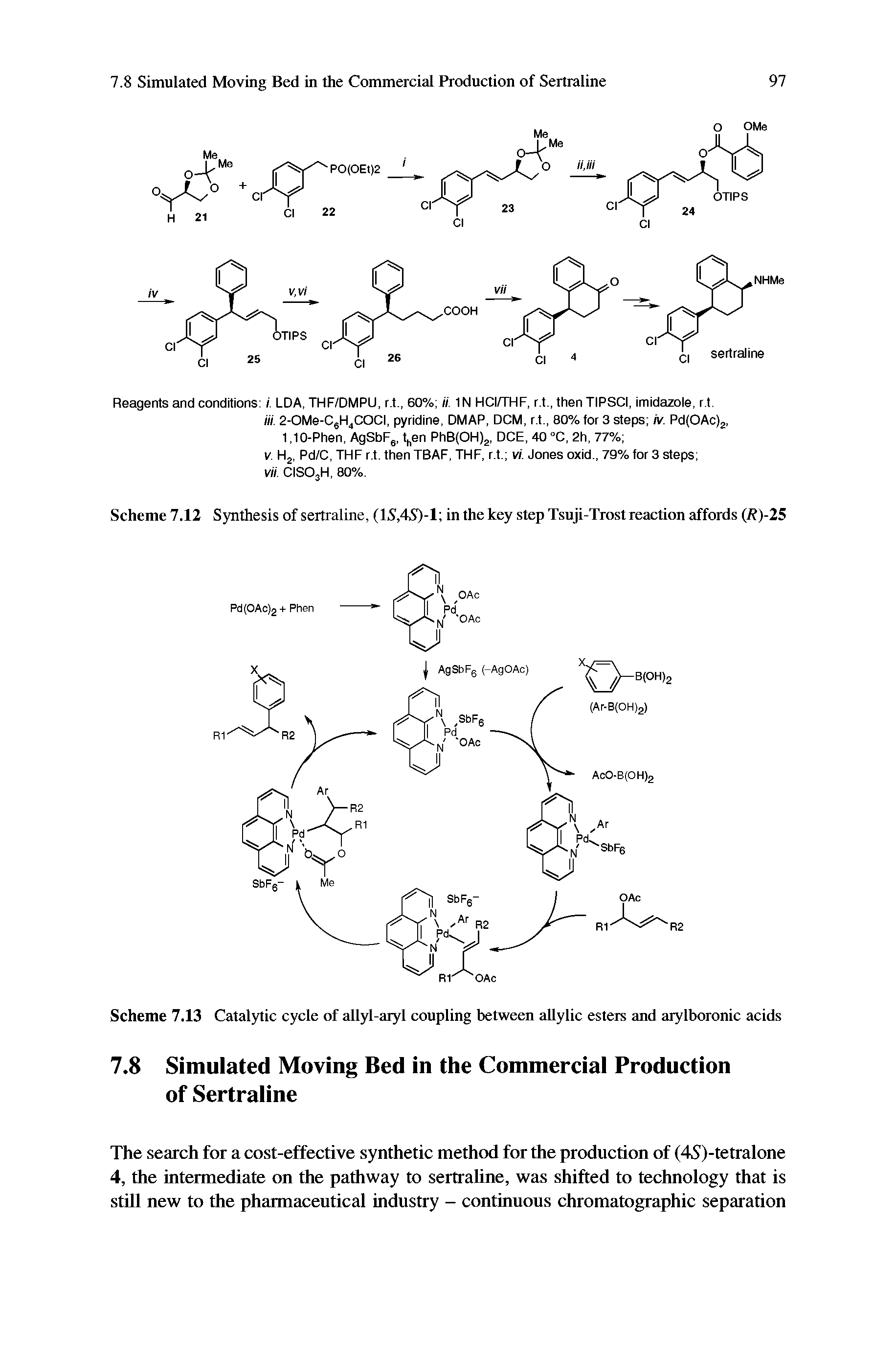 Scheme 7.12 Synthesis of sertraline, (1S,4S)-1 in the key step Tsuji-Trost reaction affords (R)-25...