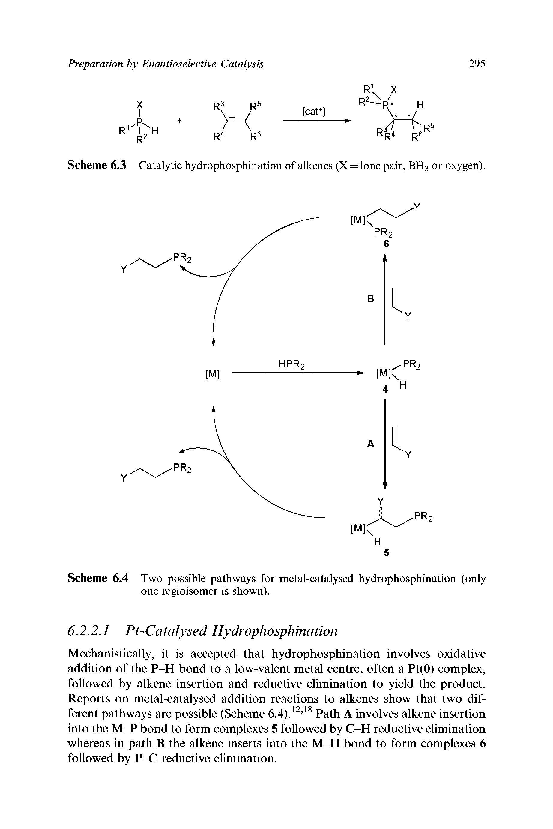 Scheme 6.3 Catalytic hydrophosphination of alkenes (X = lone pair, BH3 or oxygen).