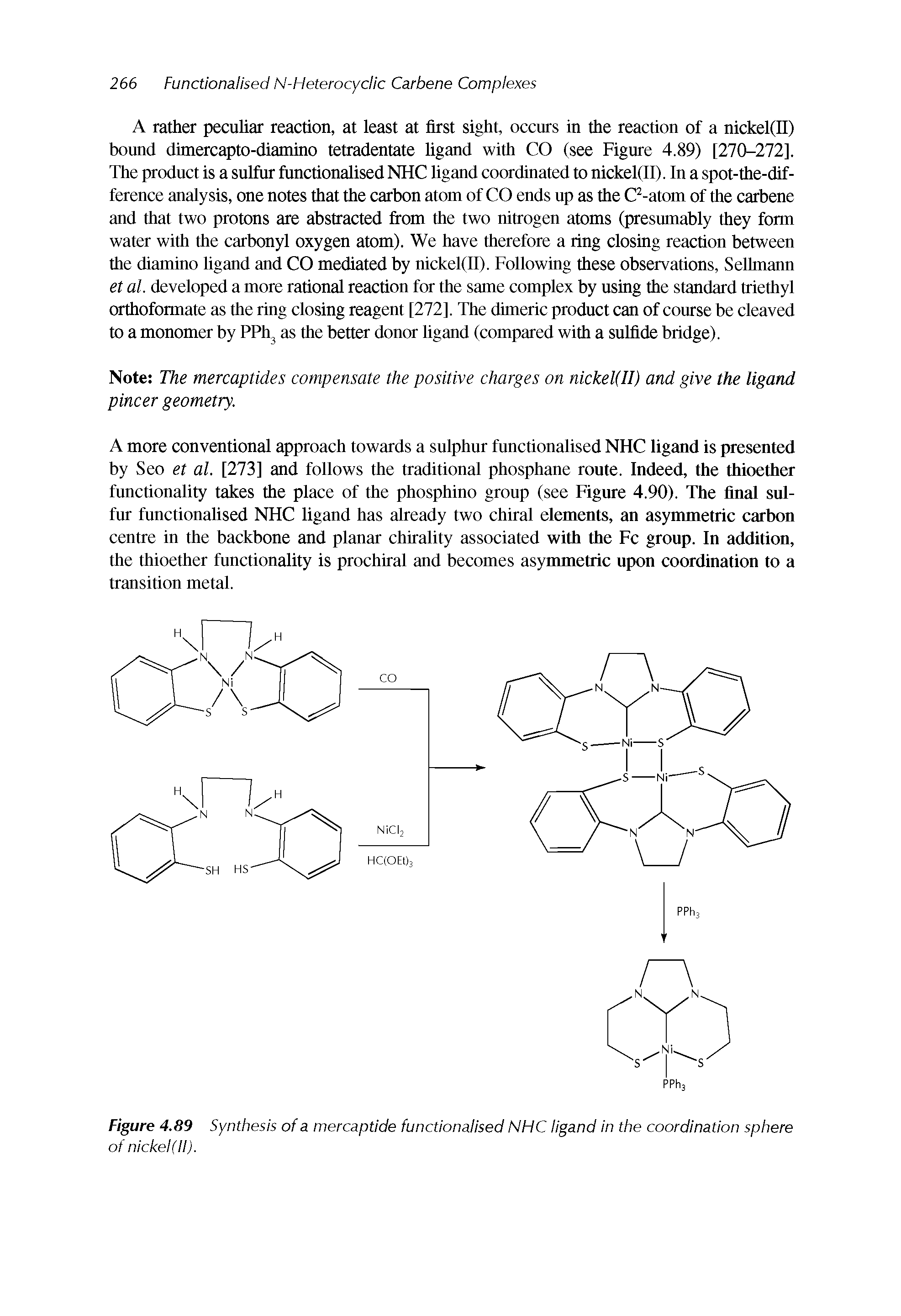 Figure 4.89 Synthesis of a mercaptide functionalised NHC ligand in the coordination sphere of nickel (II).