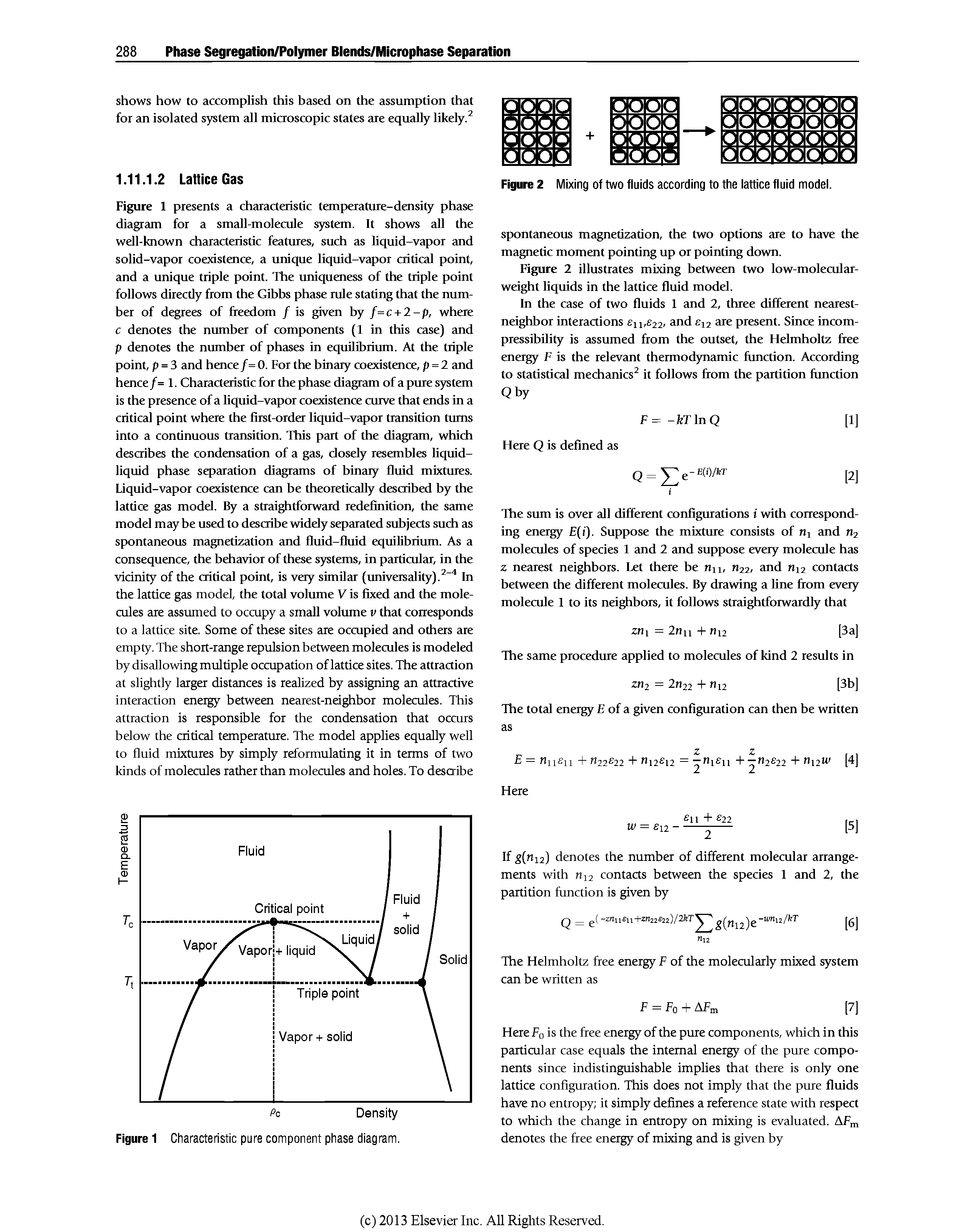 Figure 2 Mixing of two fluids according to the iattice fluid modei.