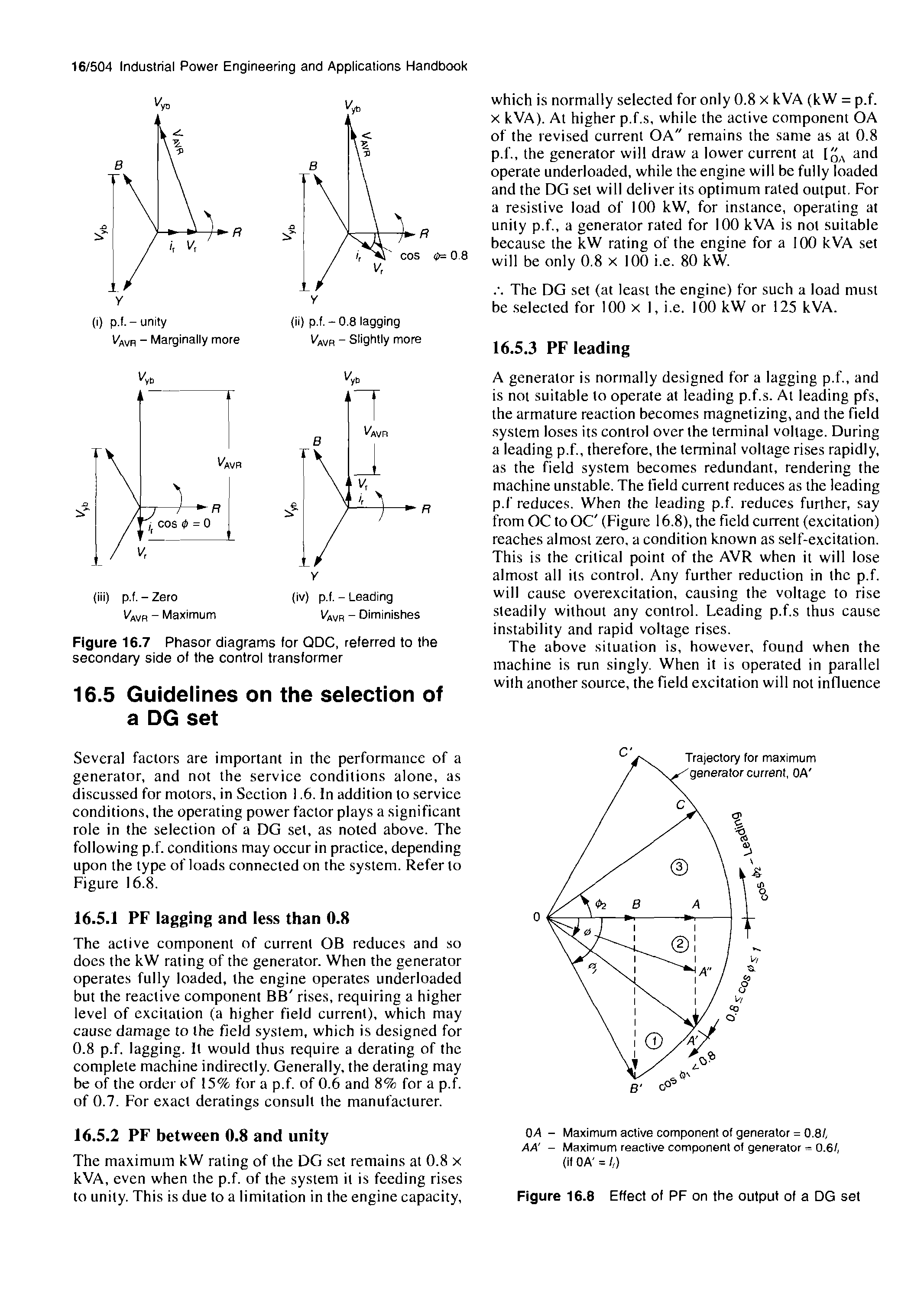 Figure 16.7 Phasor diagrams for QDC, referred to the secondary side of the control transformer...