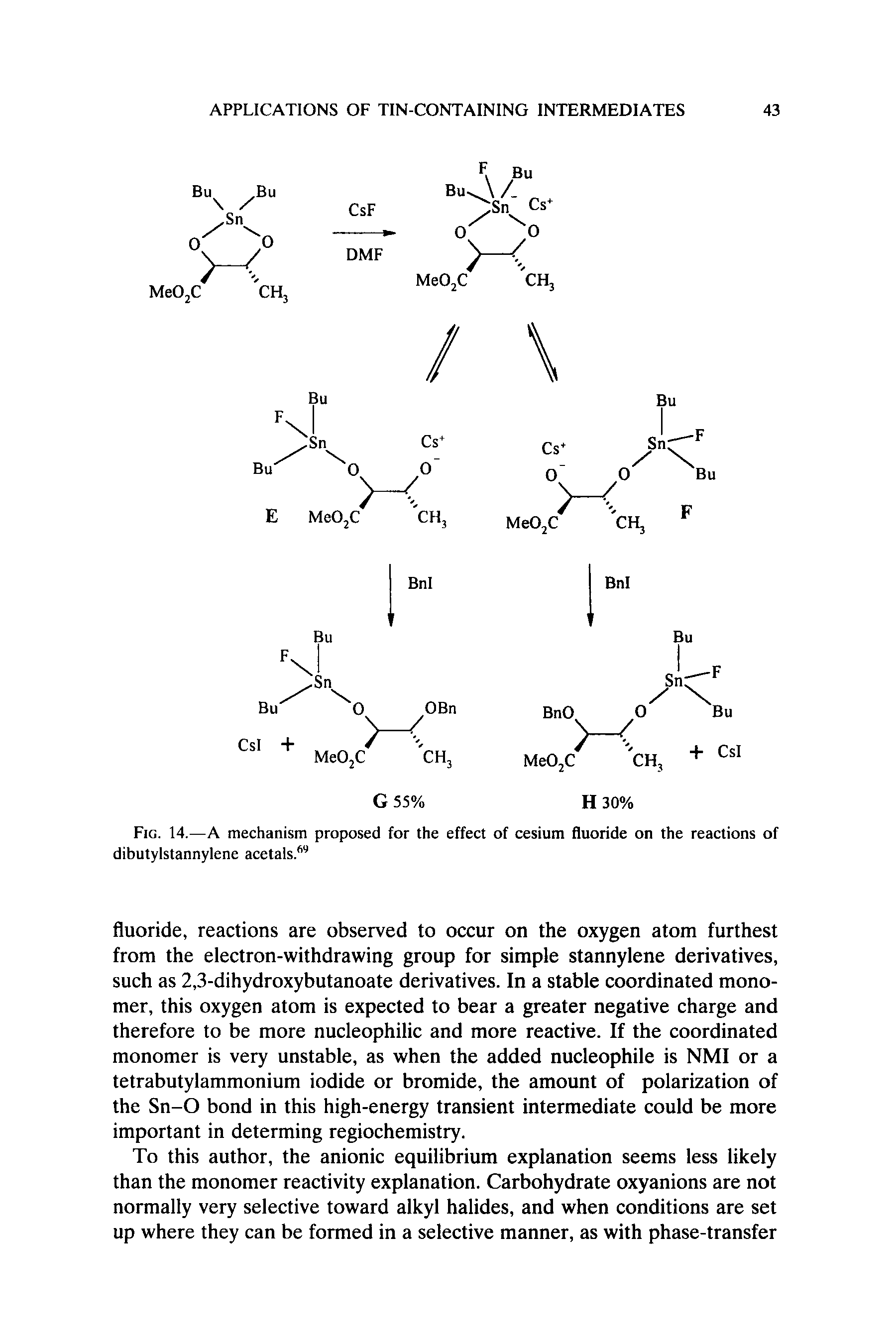 Fig. 14.—A mechanism proposed for the effect of cesium fluoride on the reactions of dibutylstannylene acetals.69...