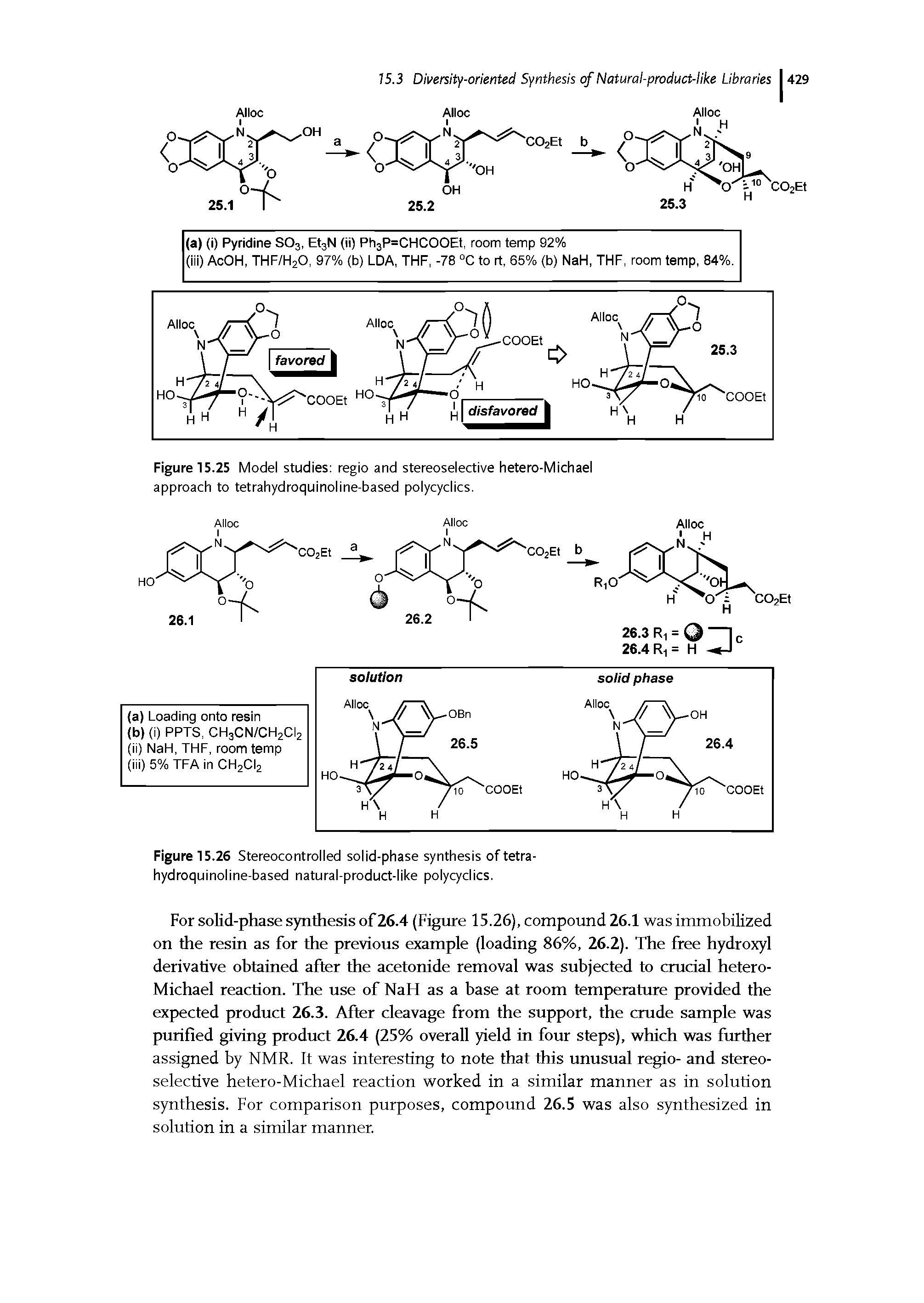 Figure 15.26 Stereocontrolled solid-phase synthesis of tetrahydroquinoline-based natural-product-like polycyclics.