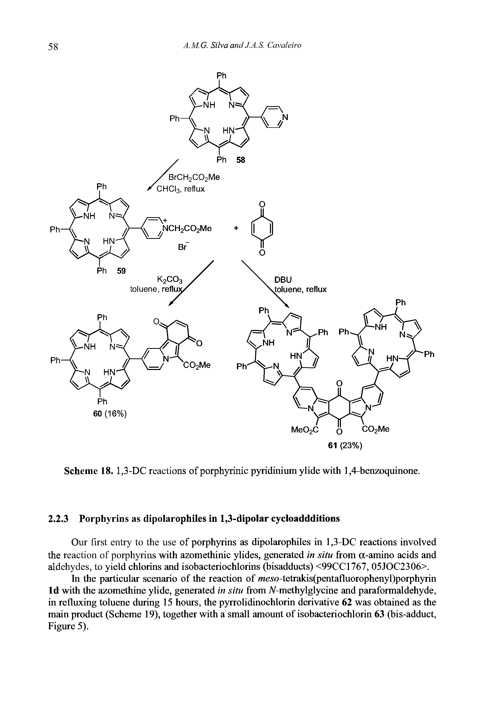 Scheme 18. 1,3-DC reactions of porphyrinic pyridinium ylide with 1,4-benzoquinone.