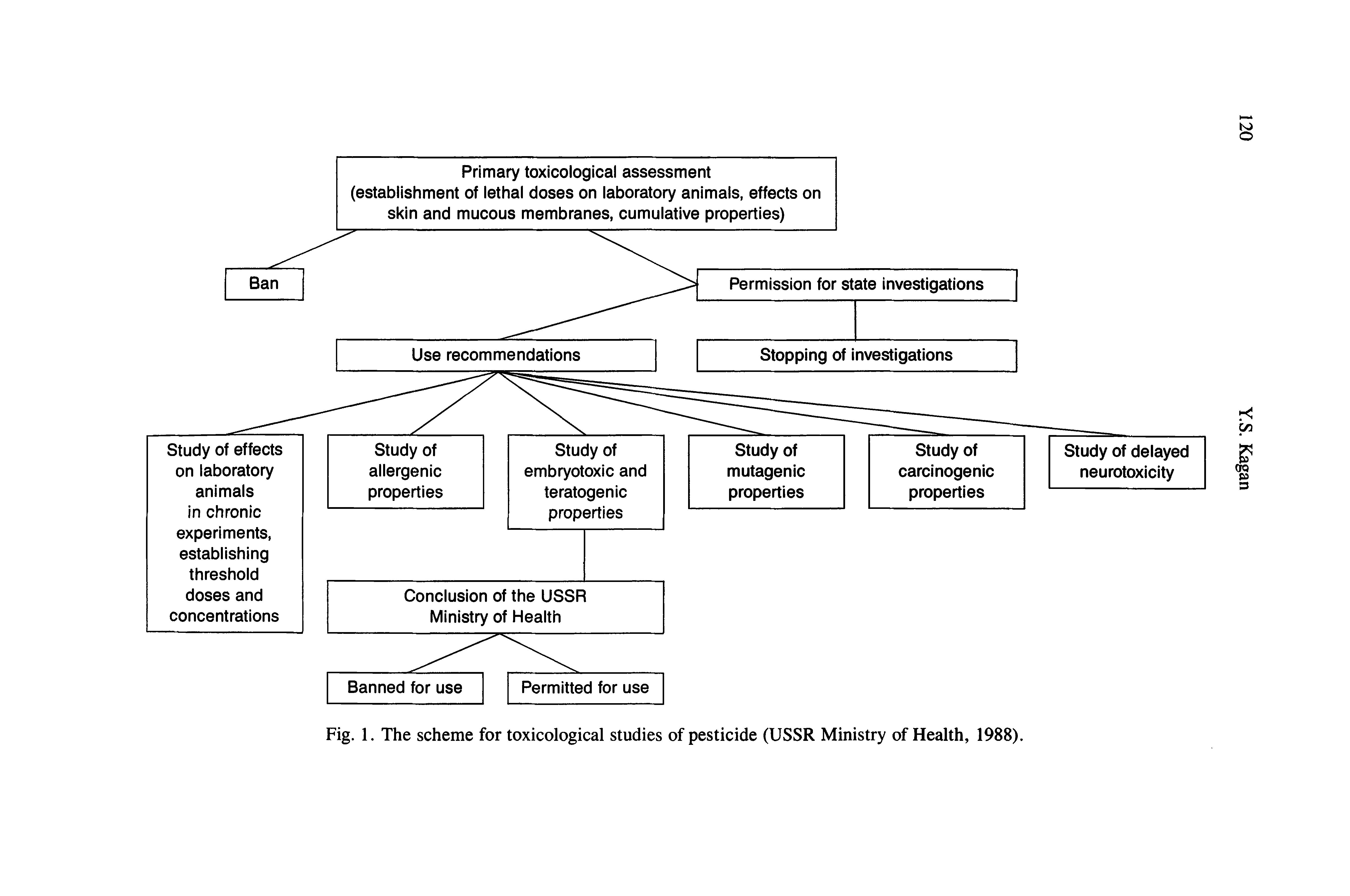 Fig. 1. The scheme for toxicological studies of pesticide (USSR Ministry of Health, 1988).