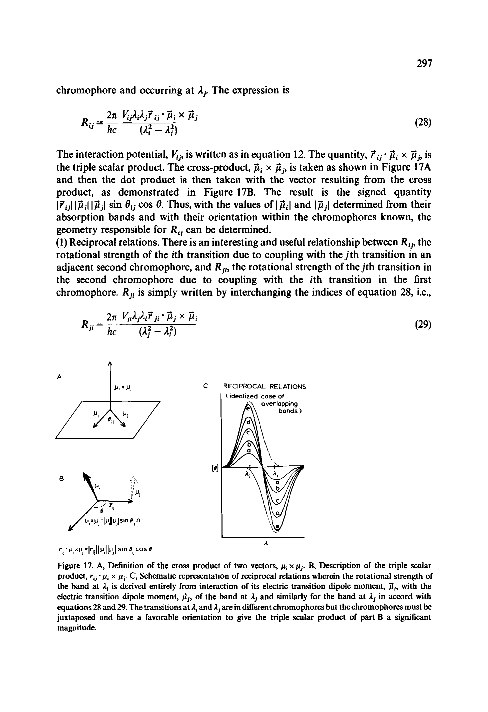 Figure 17. A, Definition of the cross product of two vectors, B, Description of the triple scalar...