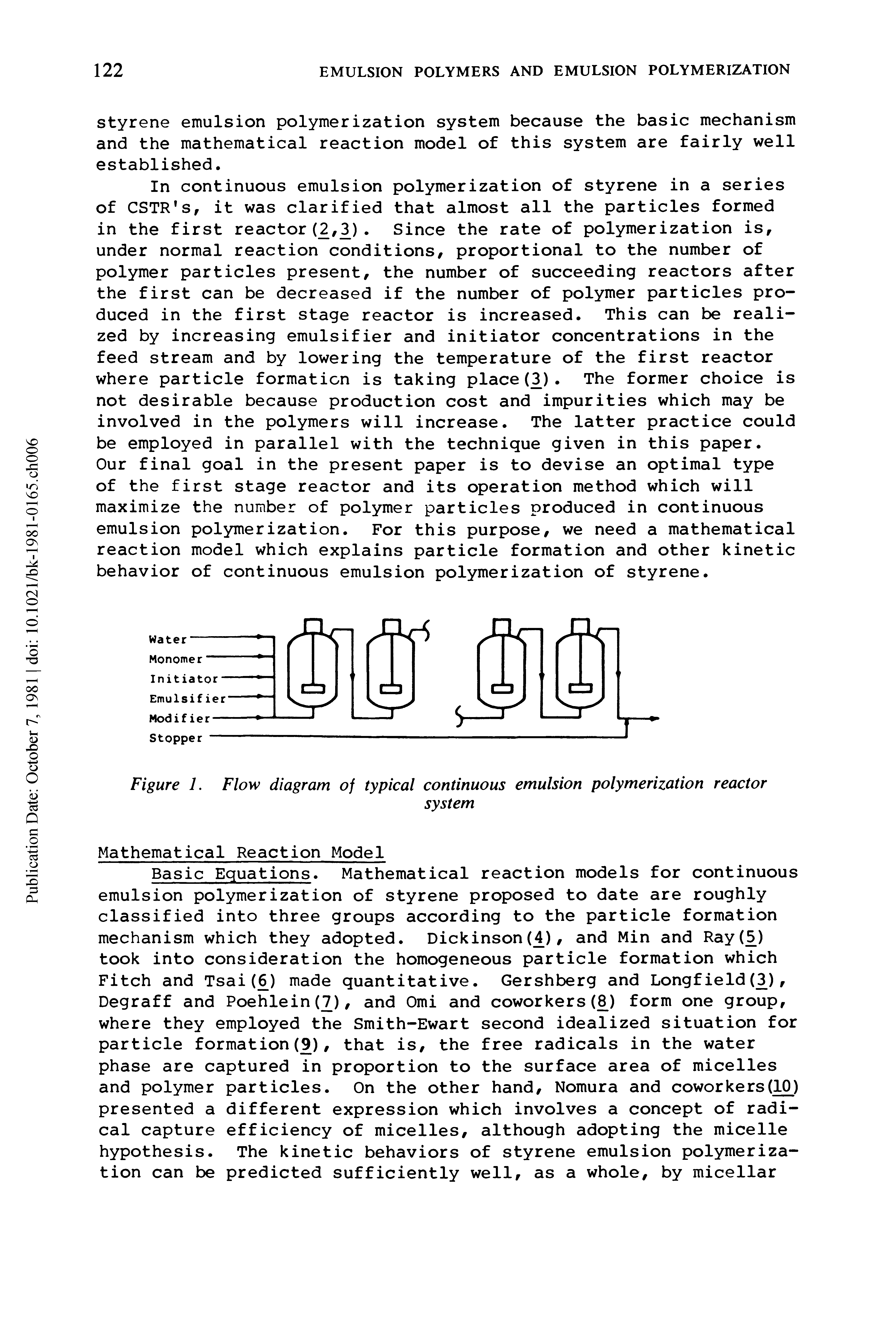 Figure 1. Flow diagram of typical continuous emulsion polymerization reactor...