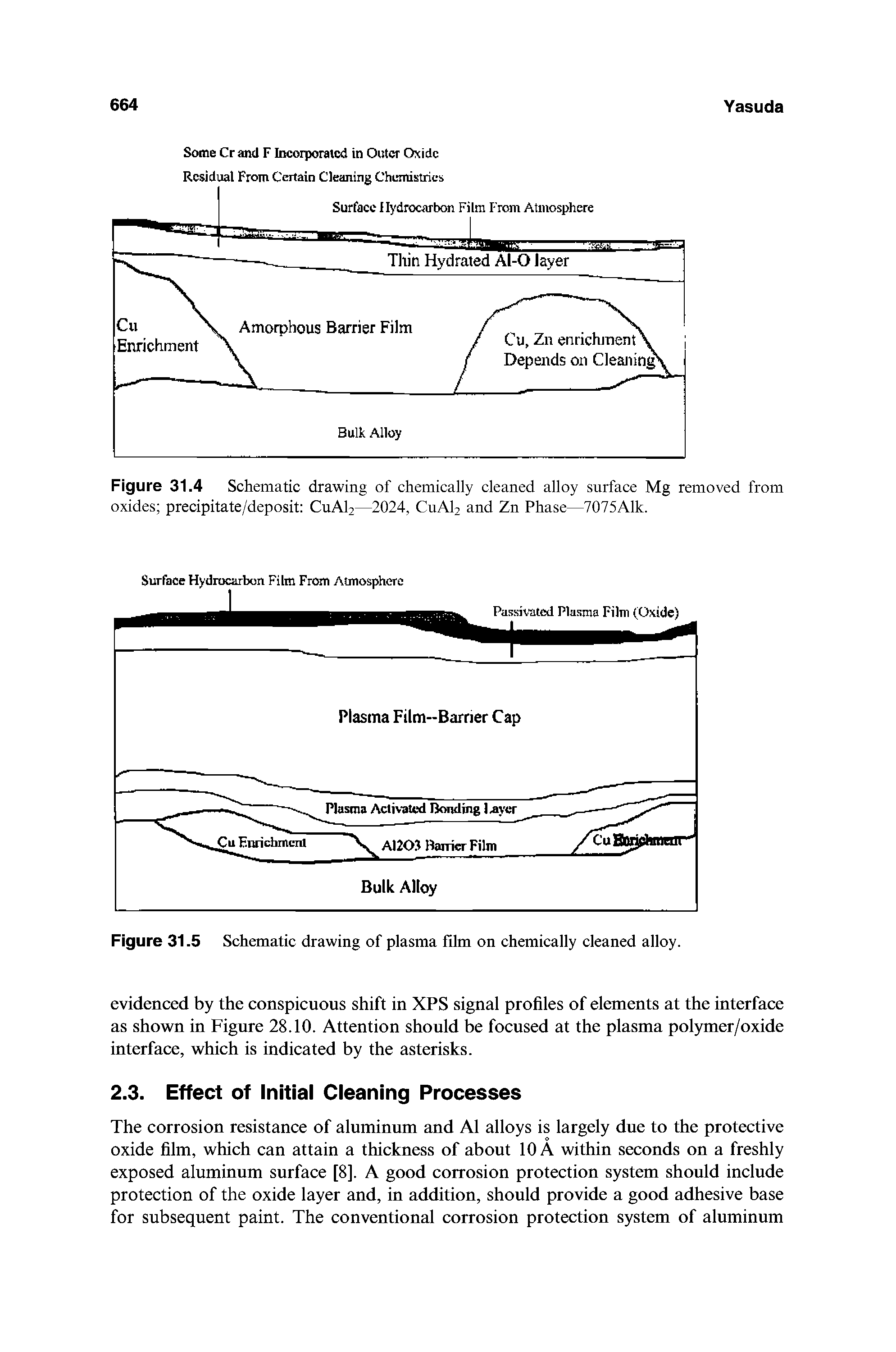 Figure 31.5 Schematic drawing of plasma film on chemically cleaned alloy.