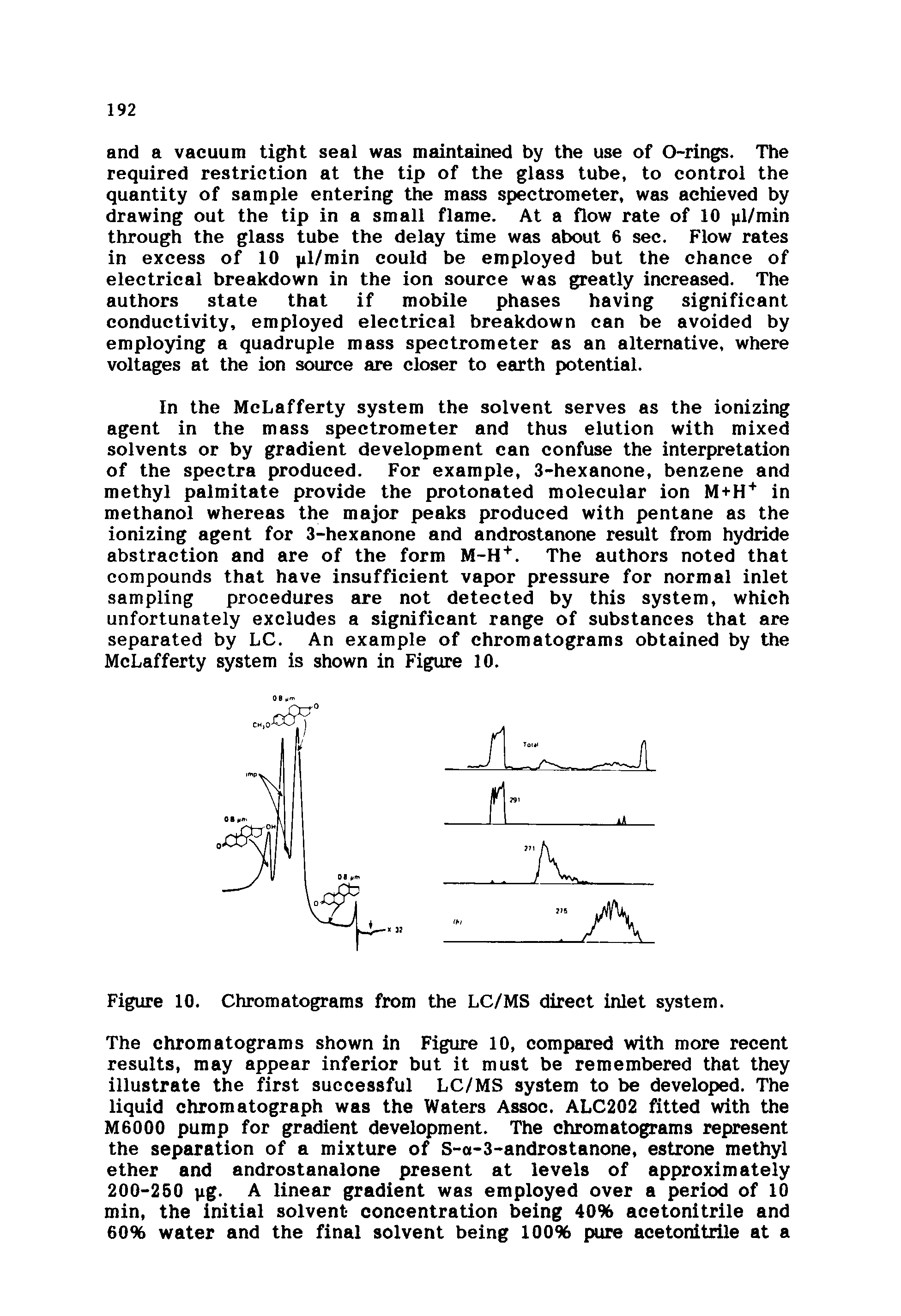 Figure 10. Chromatograms from the LC/MS direct inlet system.