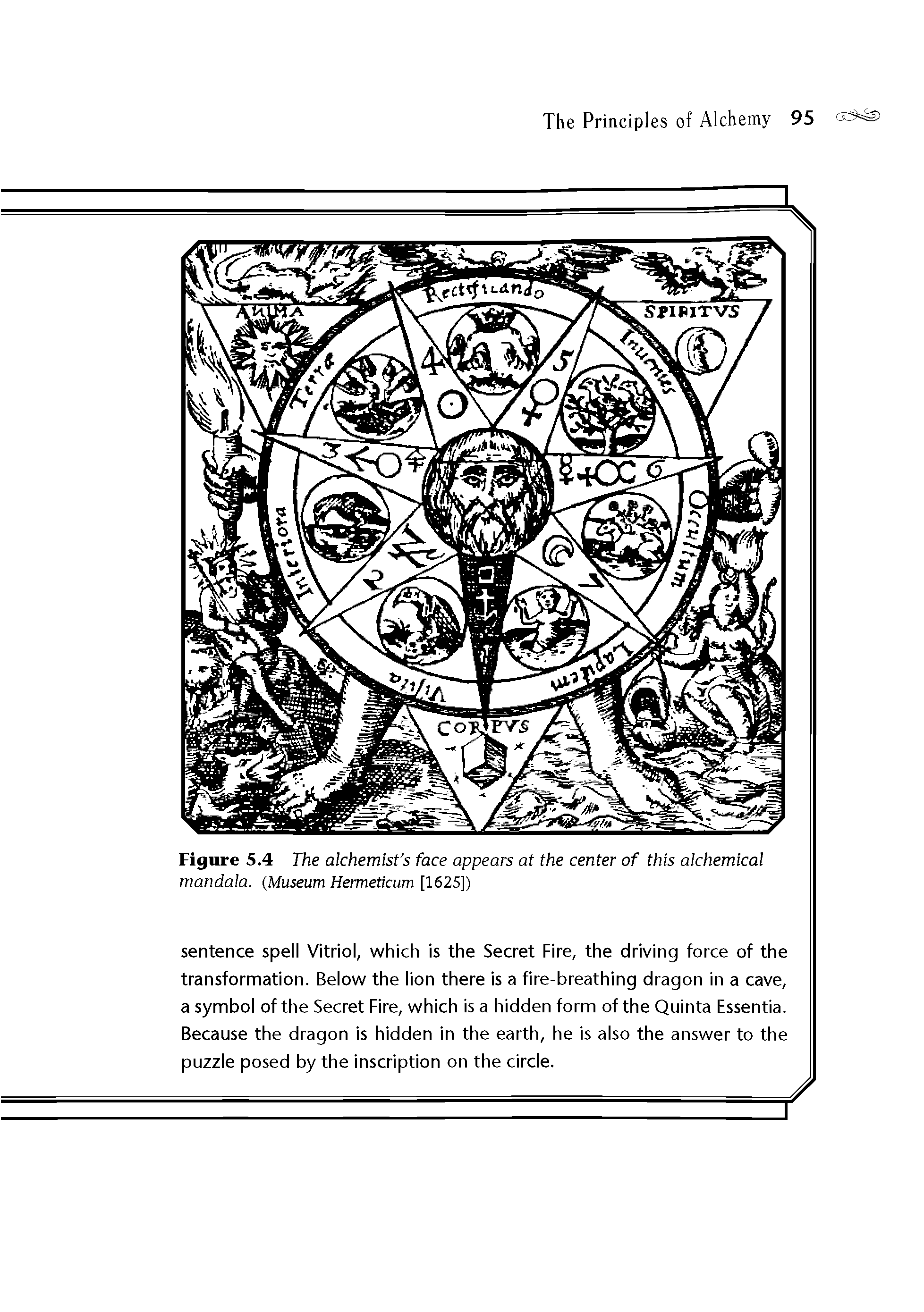 Figure 5.4 The alchemist s face appears at the center of this alchemical mandala. (Museum Hermeticum [1625])...