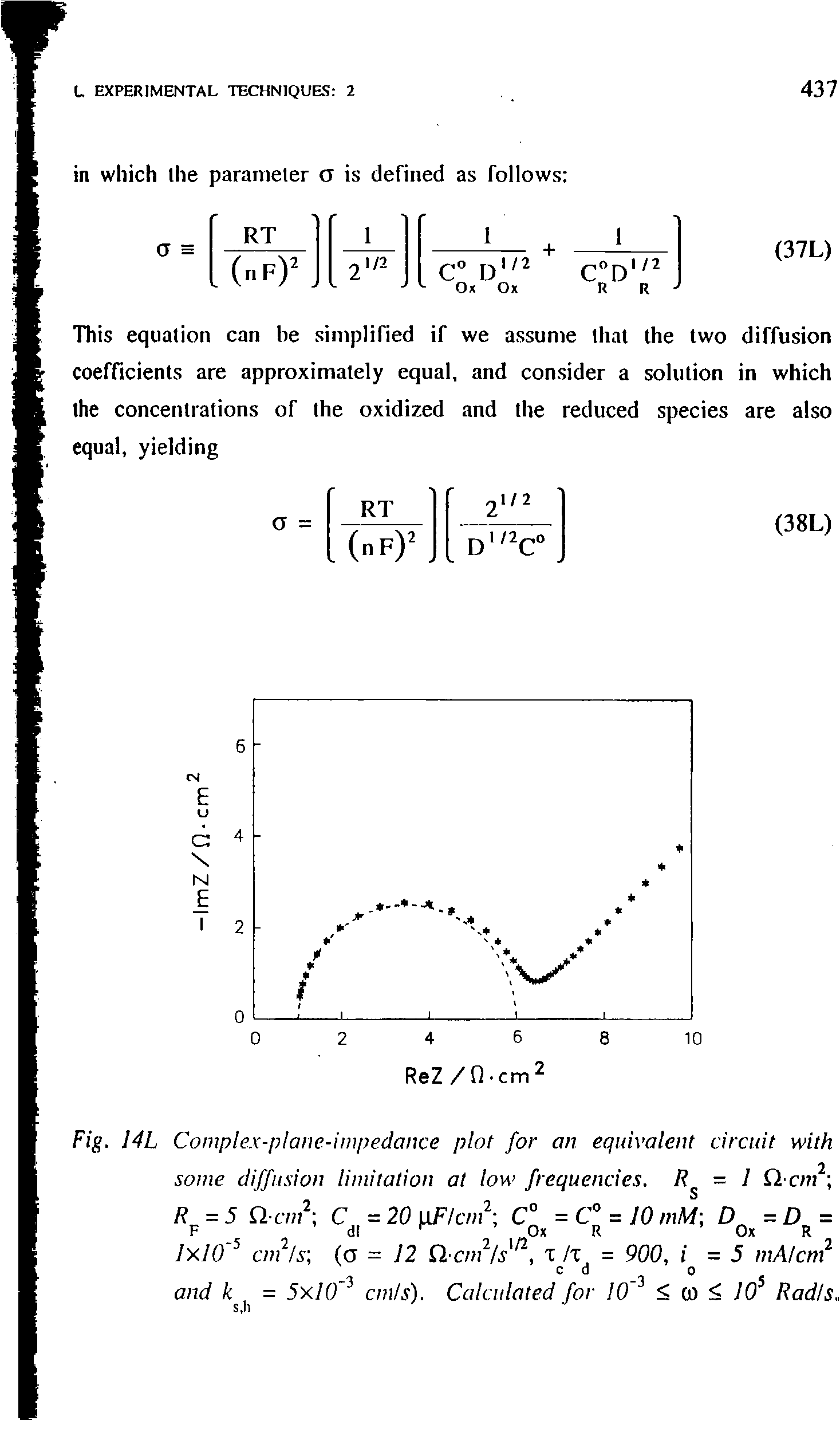 Fig. ML Complex-plane-impedance plot for an equivalent circuit with...