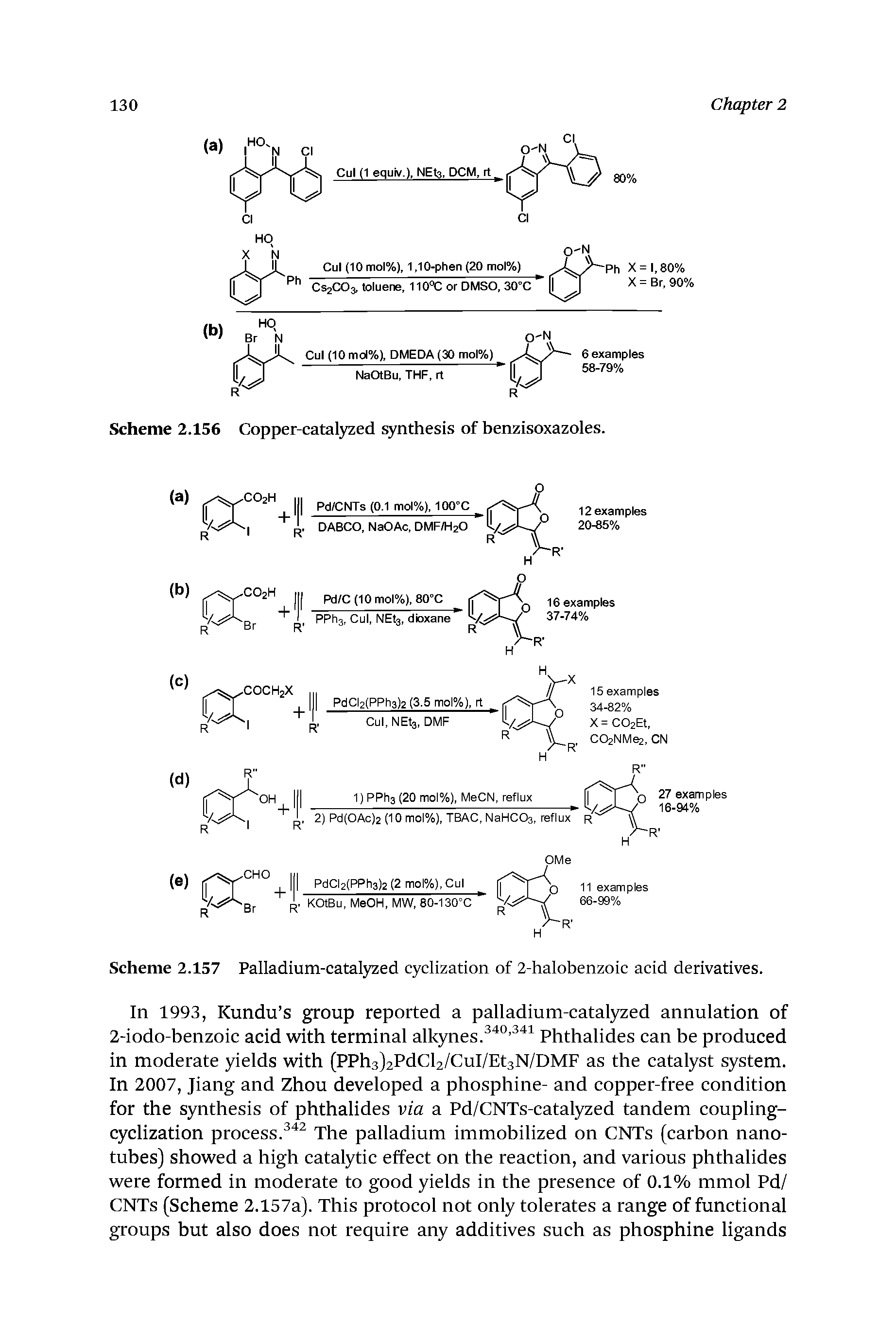 Scheme 2.157 Palladium-catalyzed cyclization of 2-halobenzoic acid derivatives.