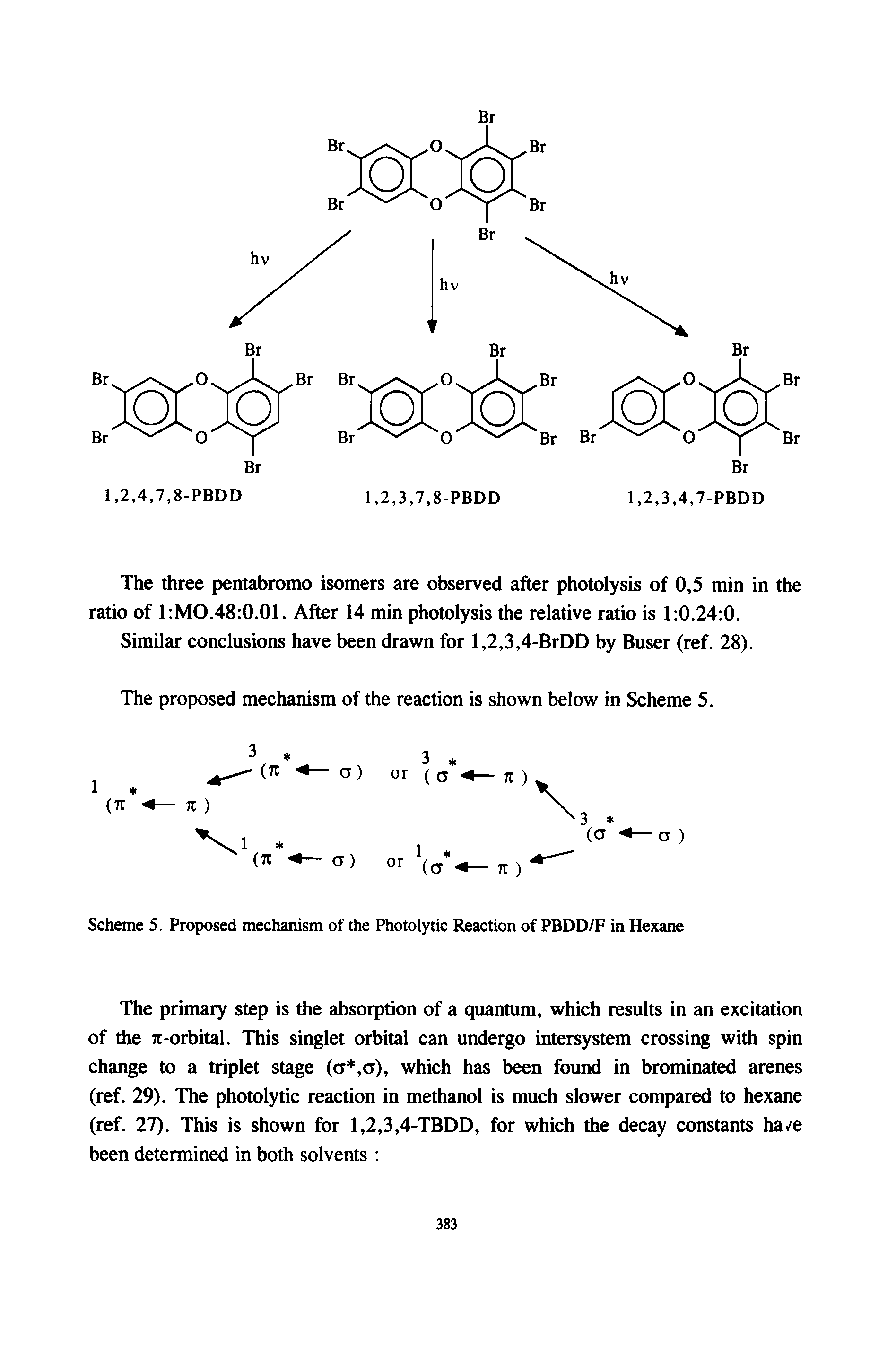 Scheme 5. Proposed mechanism of the Photolytic Reaction of PBDD/F in Hexane...