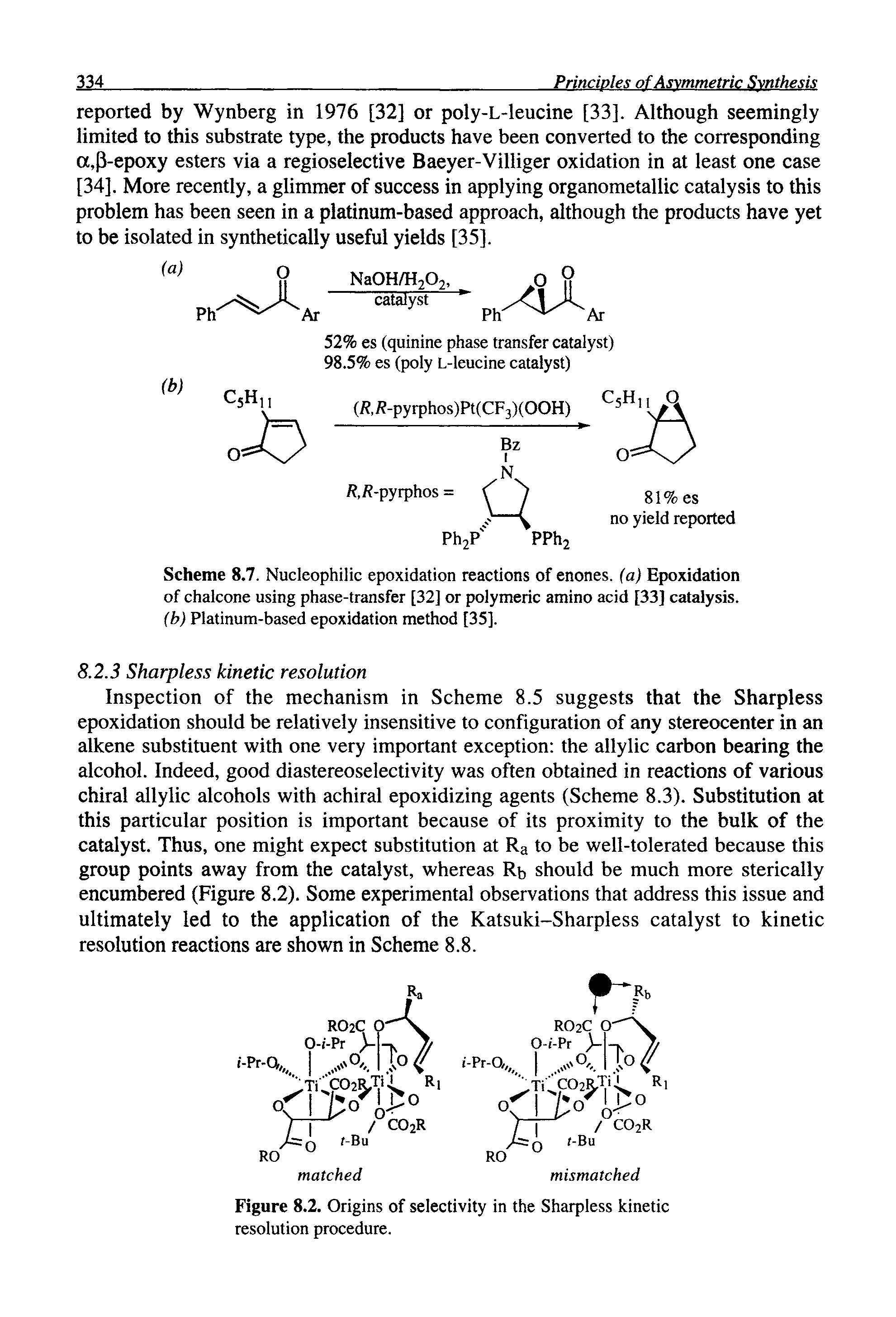 Scheme 8.7. Nucleophilic epoxidation reactions of enones. (a) Epoxidation of chalcone using phase-transfer [32] or polymeric amino acid [33] catalysis.