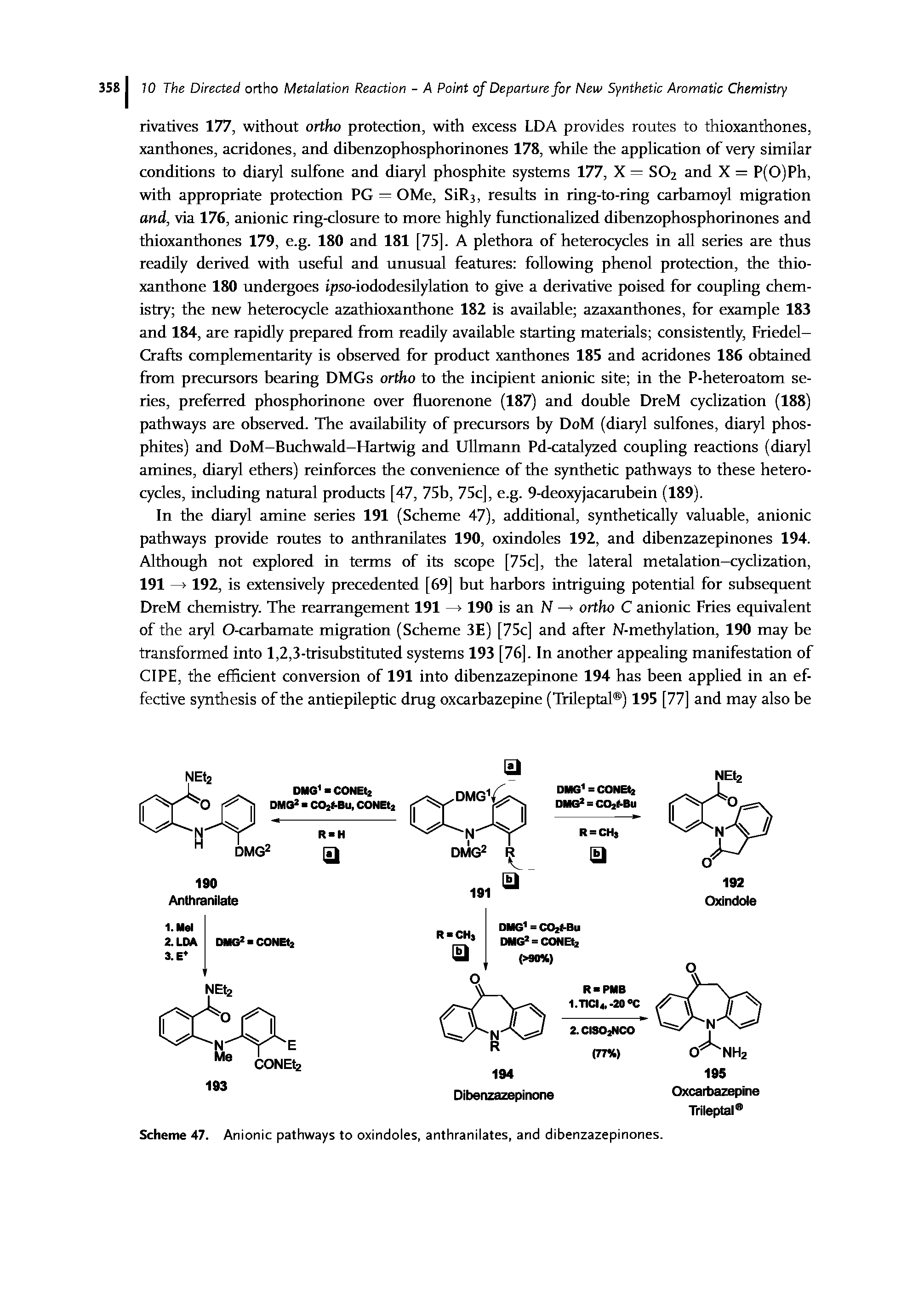 Scheme 47. Anionic pathways to oxindoles, anthranilates, and dibenzazepinones.