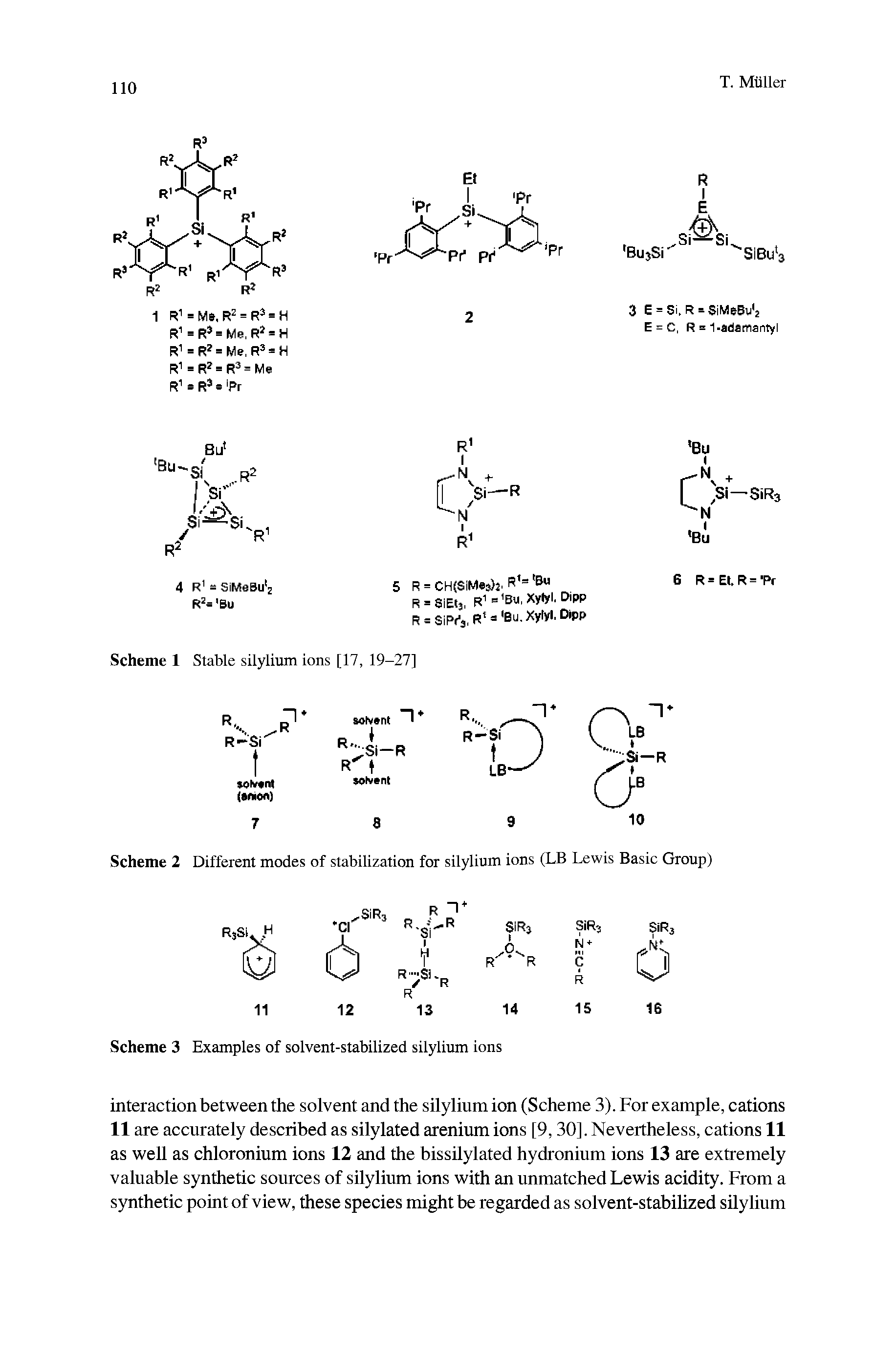 Scheme 2 Different modes of stabilization for silylium ions (LB Lewis Basic Group)...