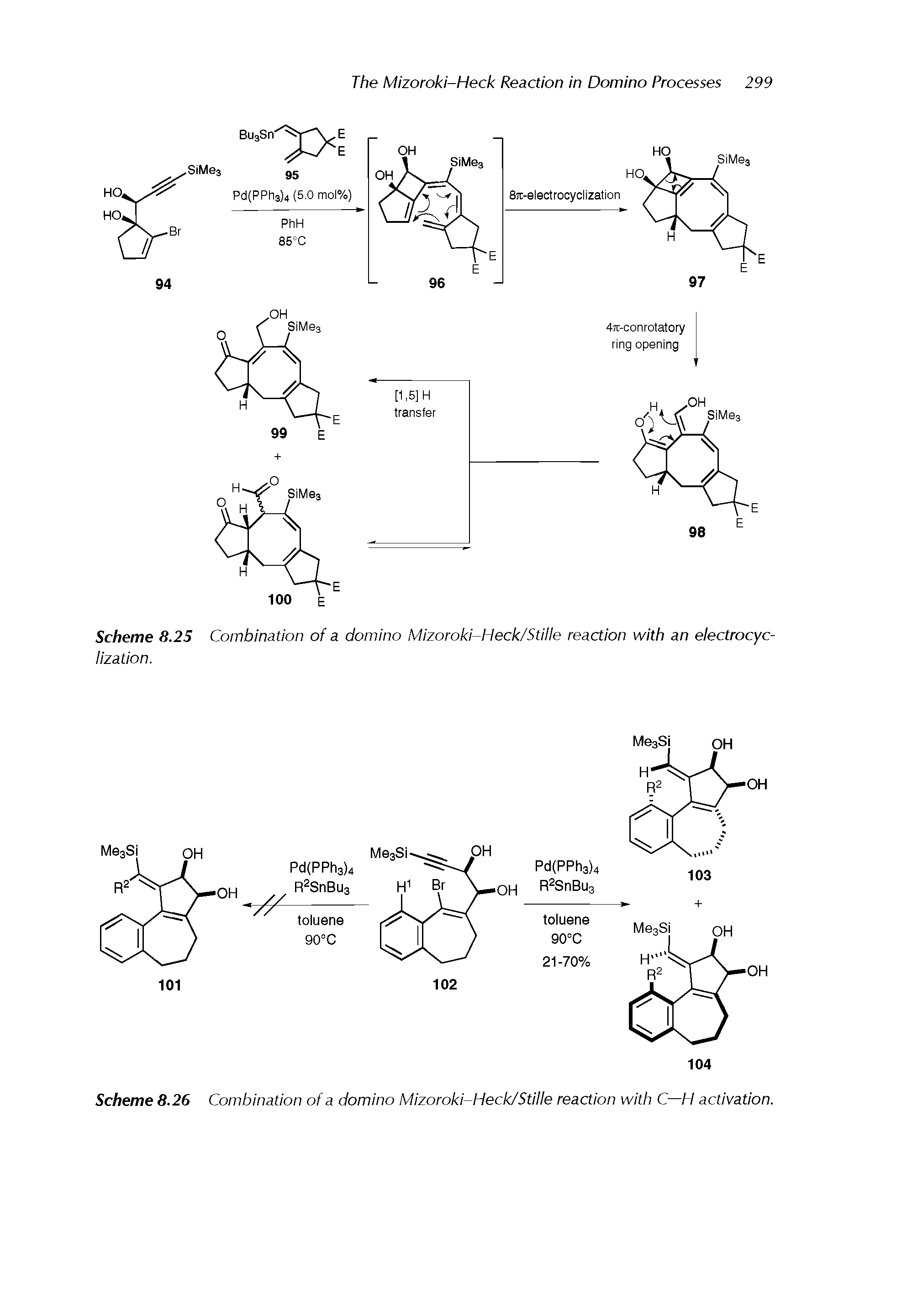 Scheme 8.26 Combination of a domino Mizoroki-Heck/Stille reaction with C—H activation.
