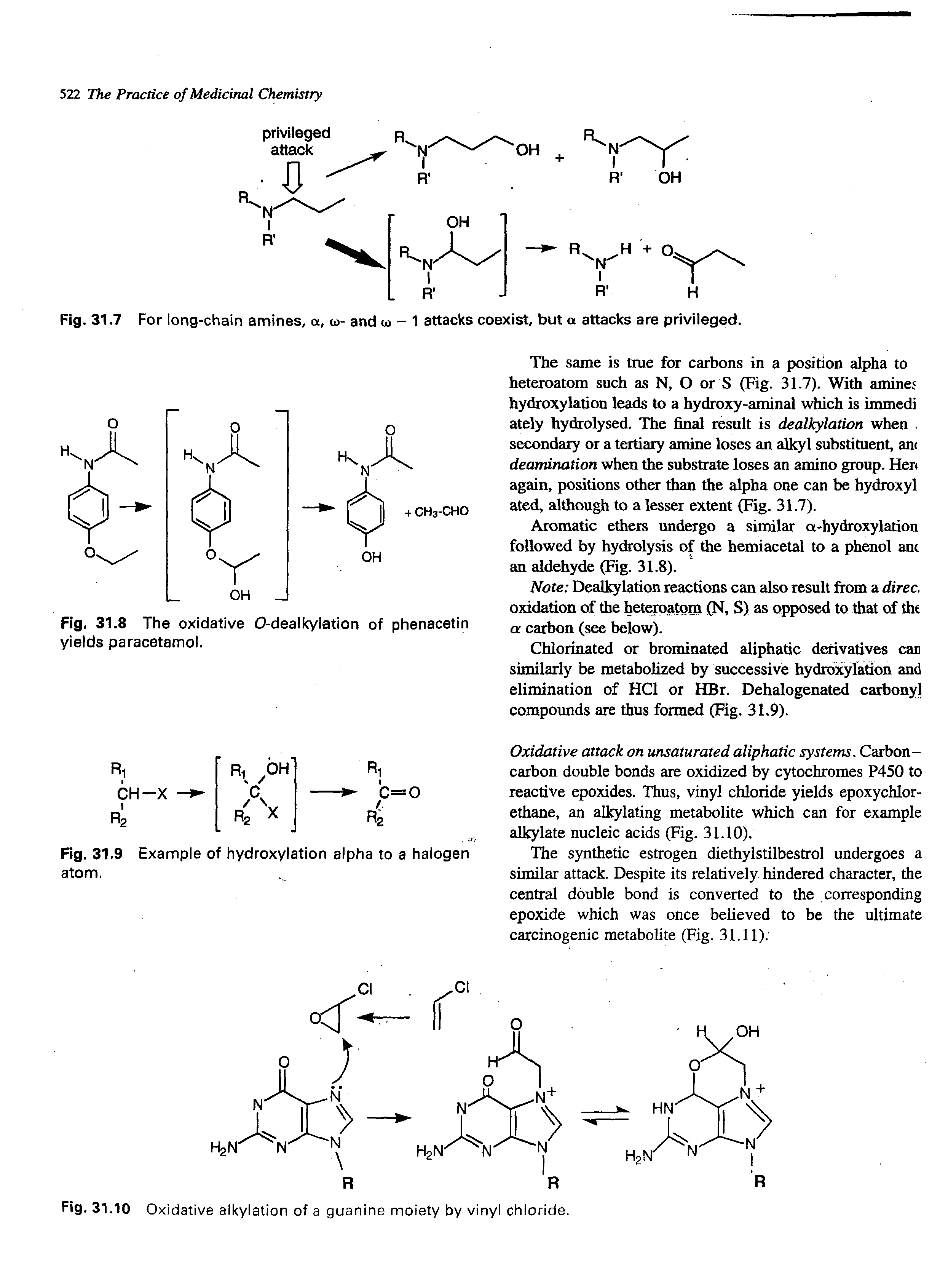 Fig. 31.10 Oxidative alkylation of a guanine moiety by vinyl chloride.