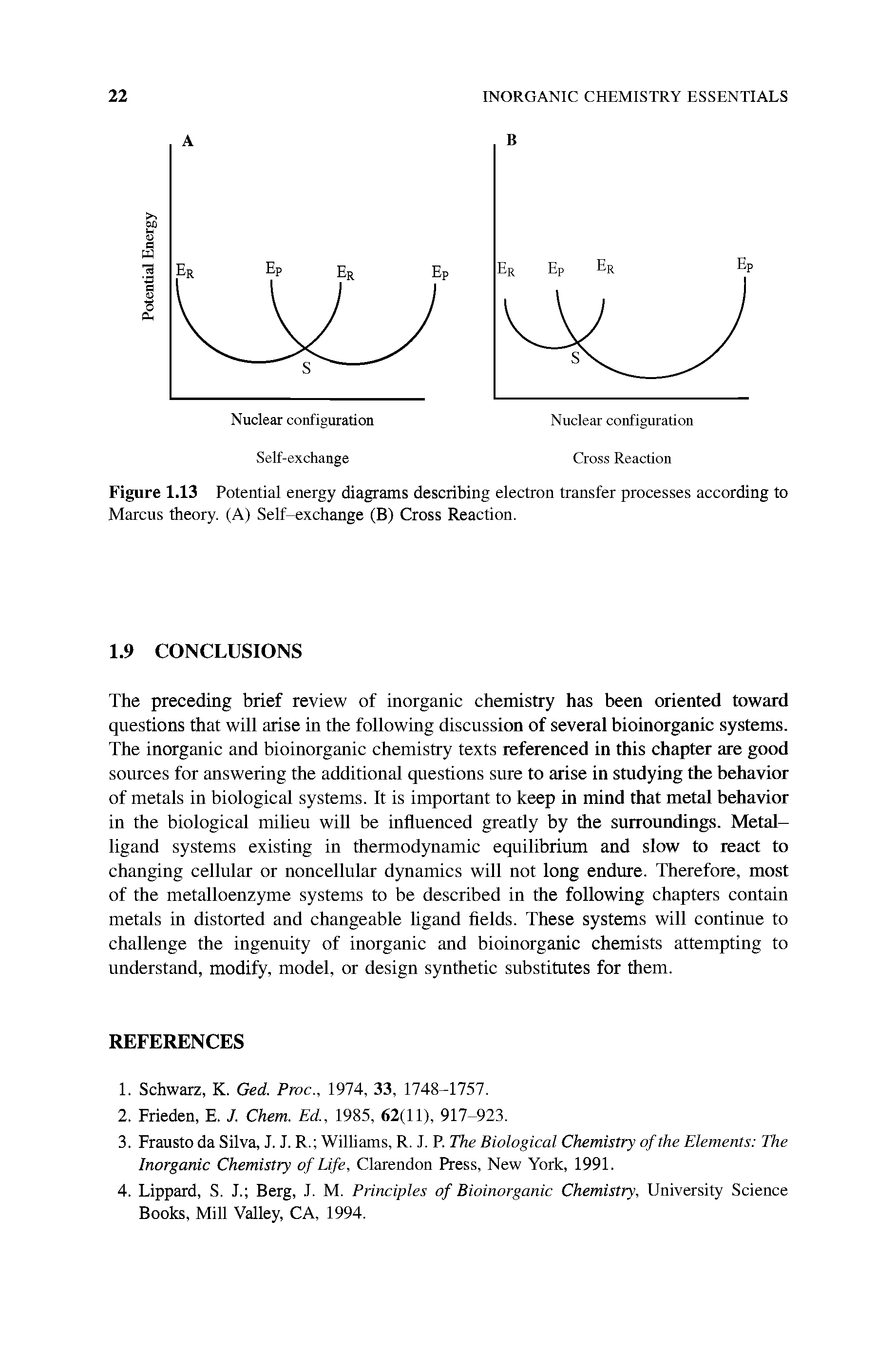 Figure 1.13 Potential energy diagrams describing electron transfer processes according to Marcus theory. (A) Self-exchange (B) Cross Reaction.