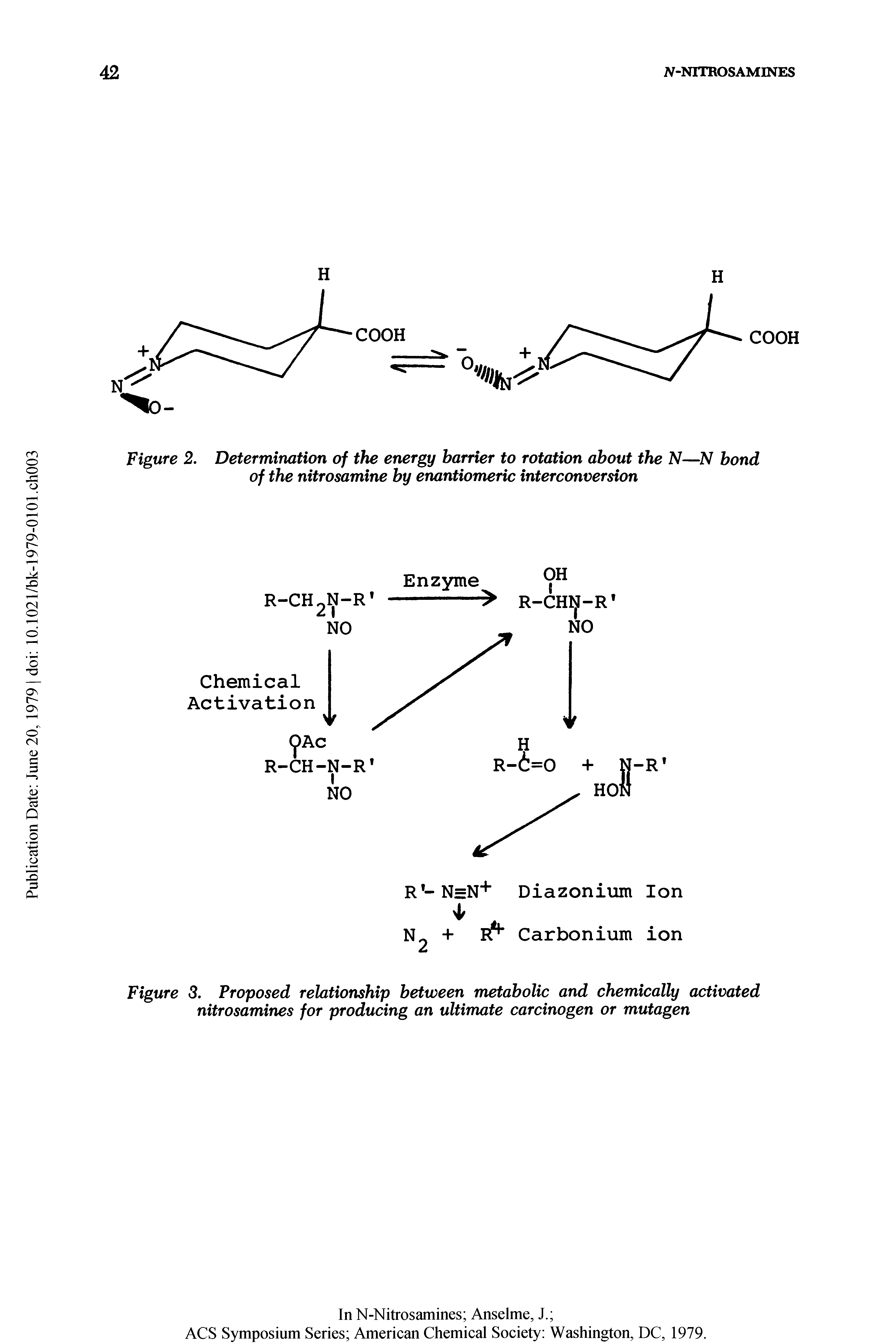 Figure 2. Determination of the energy barrier to rotation about the N—N bond of the nitrosamine by enantiomeric interconversion...