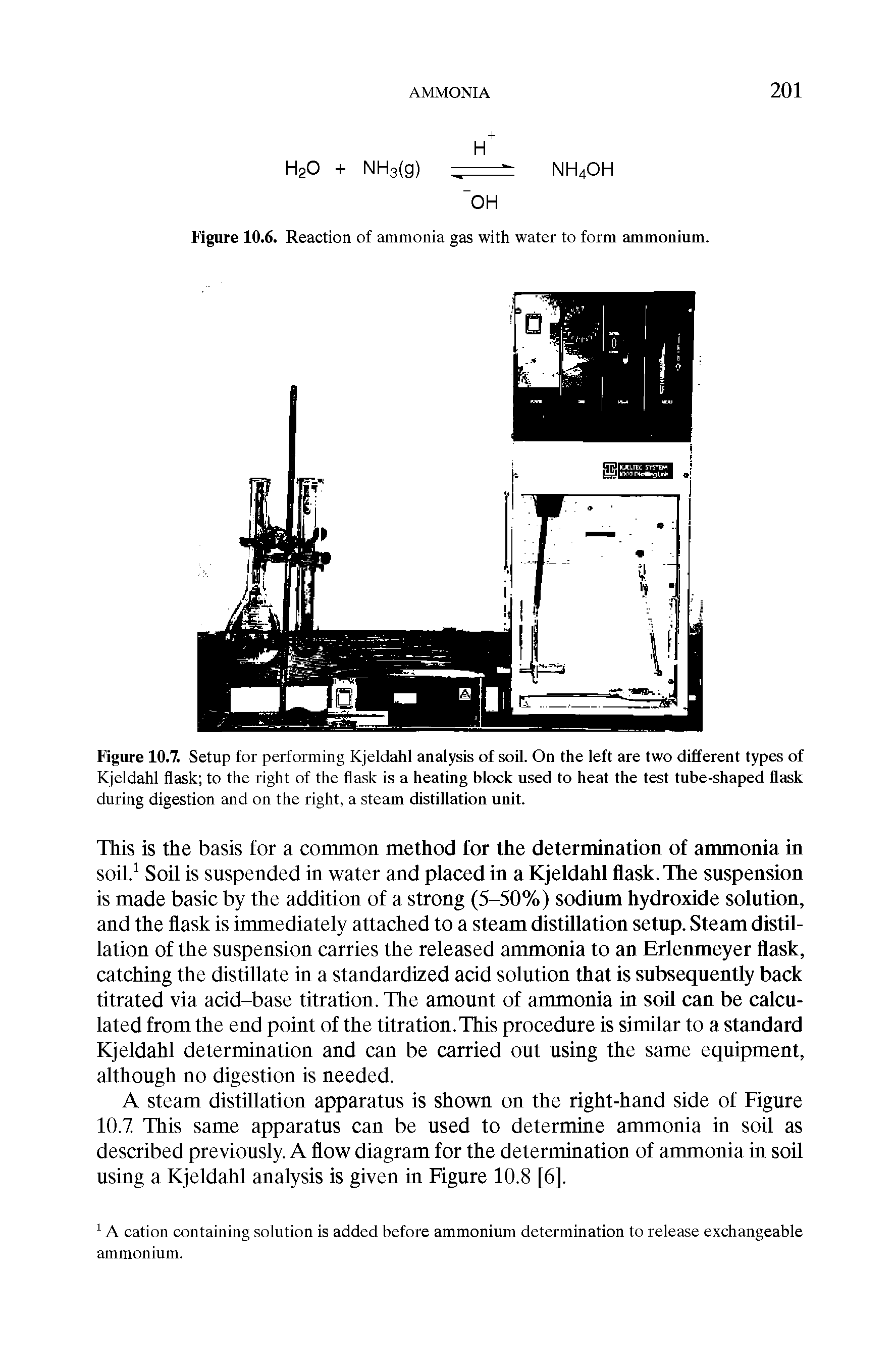 Figure 10.6. Reaction of ammonia gas with water to form ammonium.