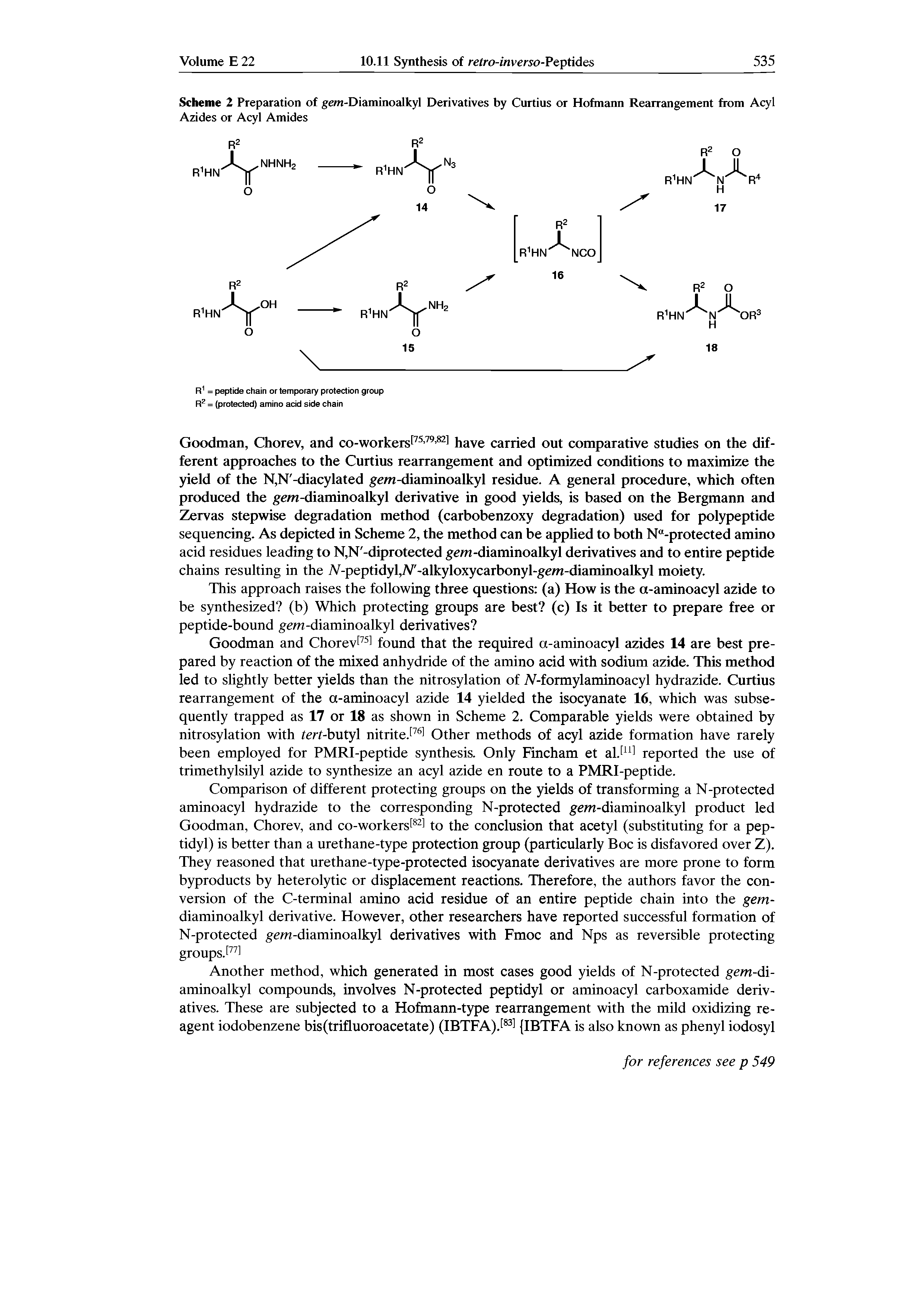 Scheme 2 Preparation of gem-Diaminoalkyl Derivatives by Curtius or Hofmann Rearrangement from Acyl Azides or Acyl Amides...
