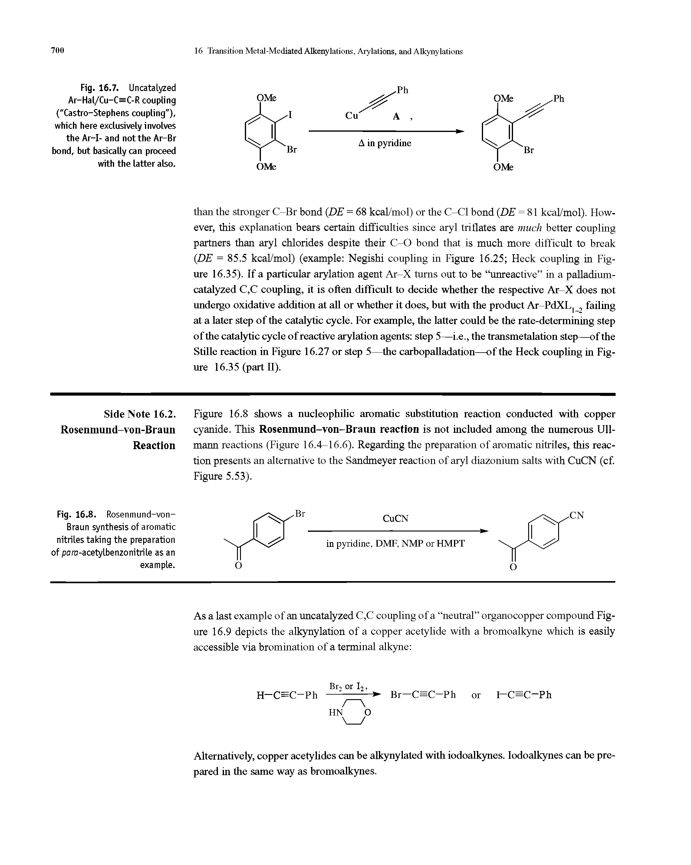 Fig. 16.8. Rosenmund-von-Braun synthesis of aromatic nitriles taking the preparation of pora-acetylbenzonitrile as an example.