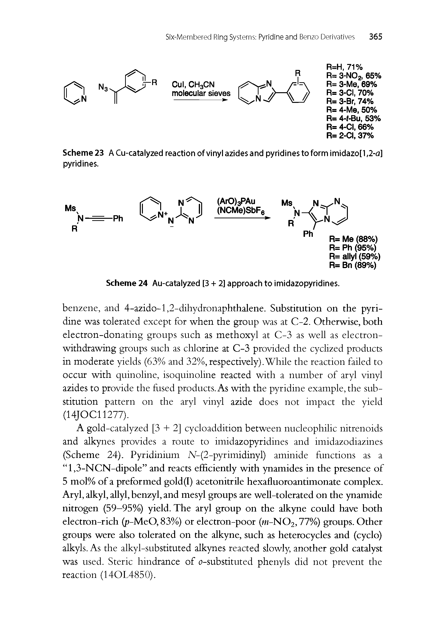 Scheme 23 A Cu-catalyzed reaction of vinyl azides and pyridines to form imidazo[1,2-o] pyridines.