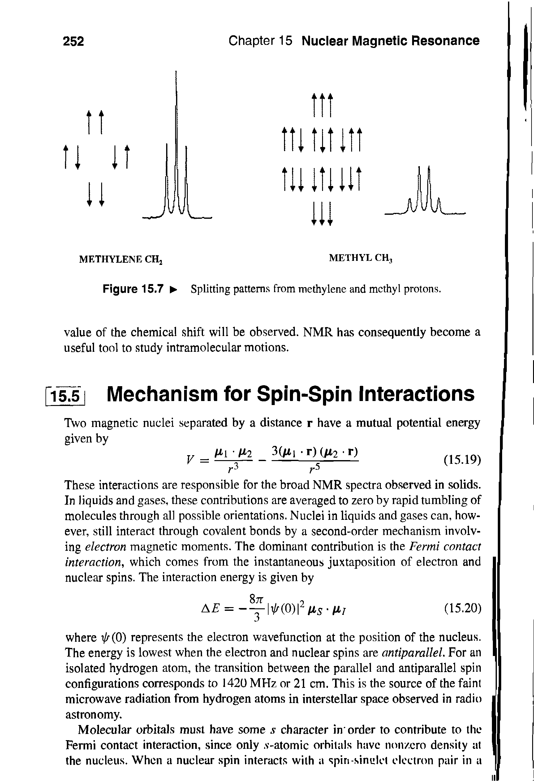 Figure 15.7 Splitting patterns from methylene and methyl protons.