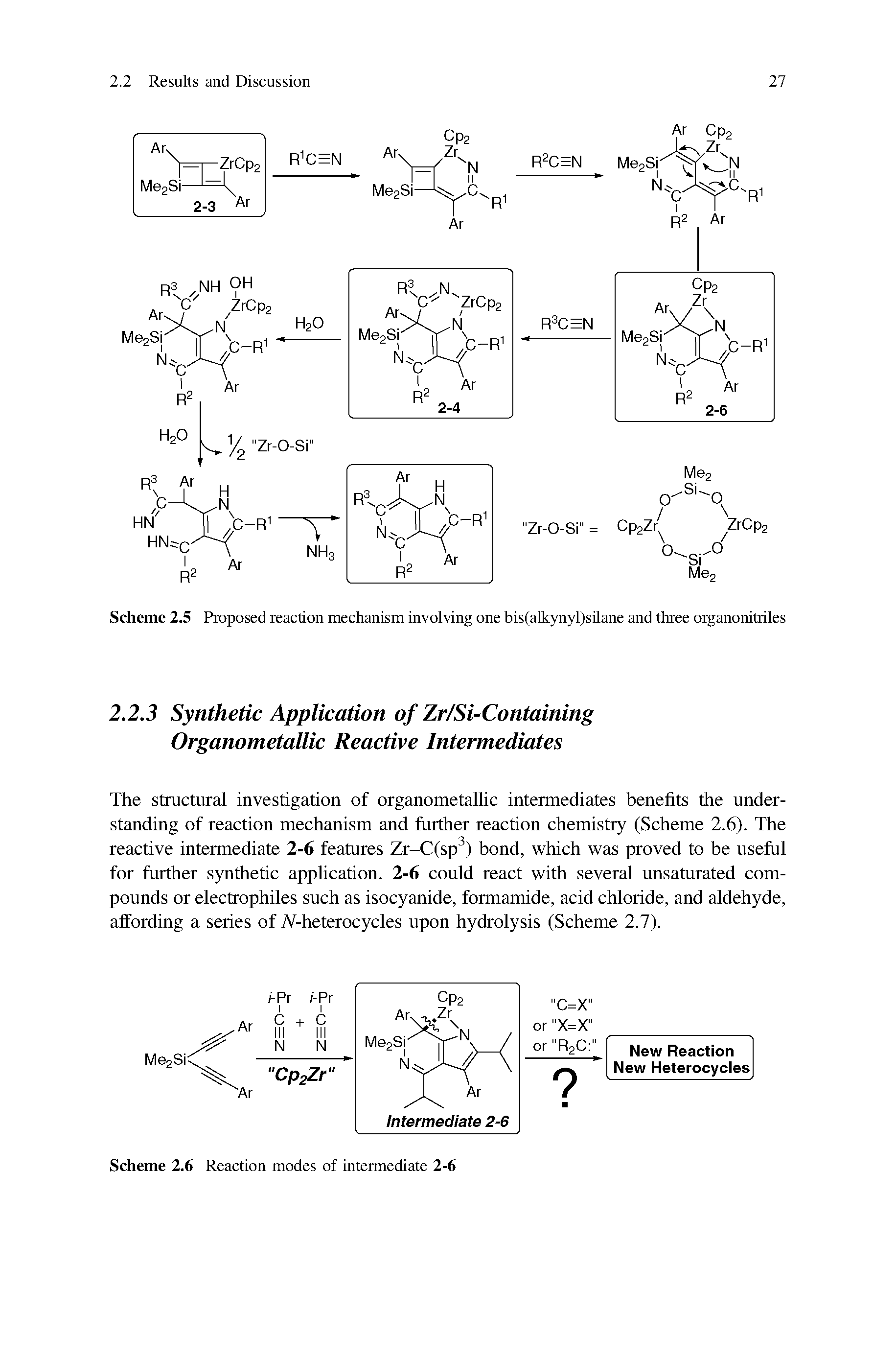 Scheme 2.5 Proposed reaction mechanism involving one bis(alkynyl)silane and three organonitriles...