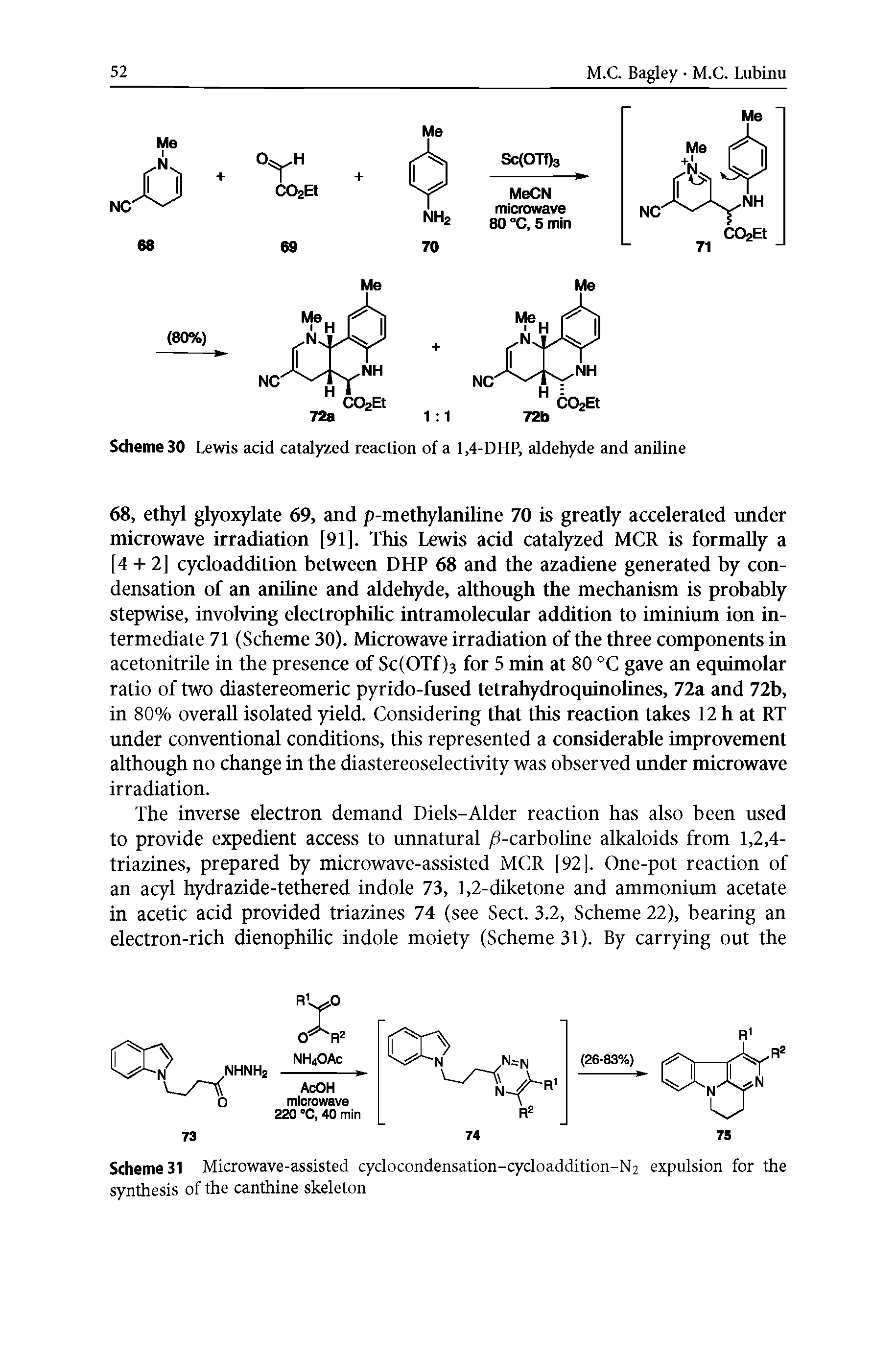 Scheme 30 Lewis acid catalyzed reaction of a 1,4-DHP, aldehyde and aniline...