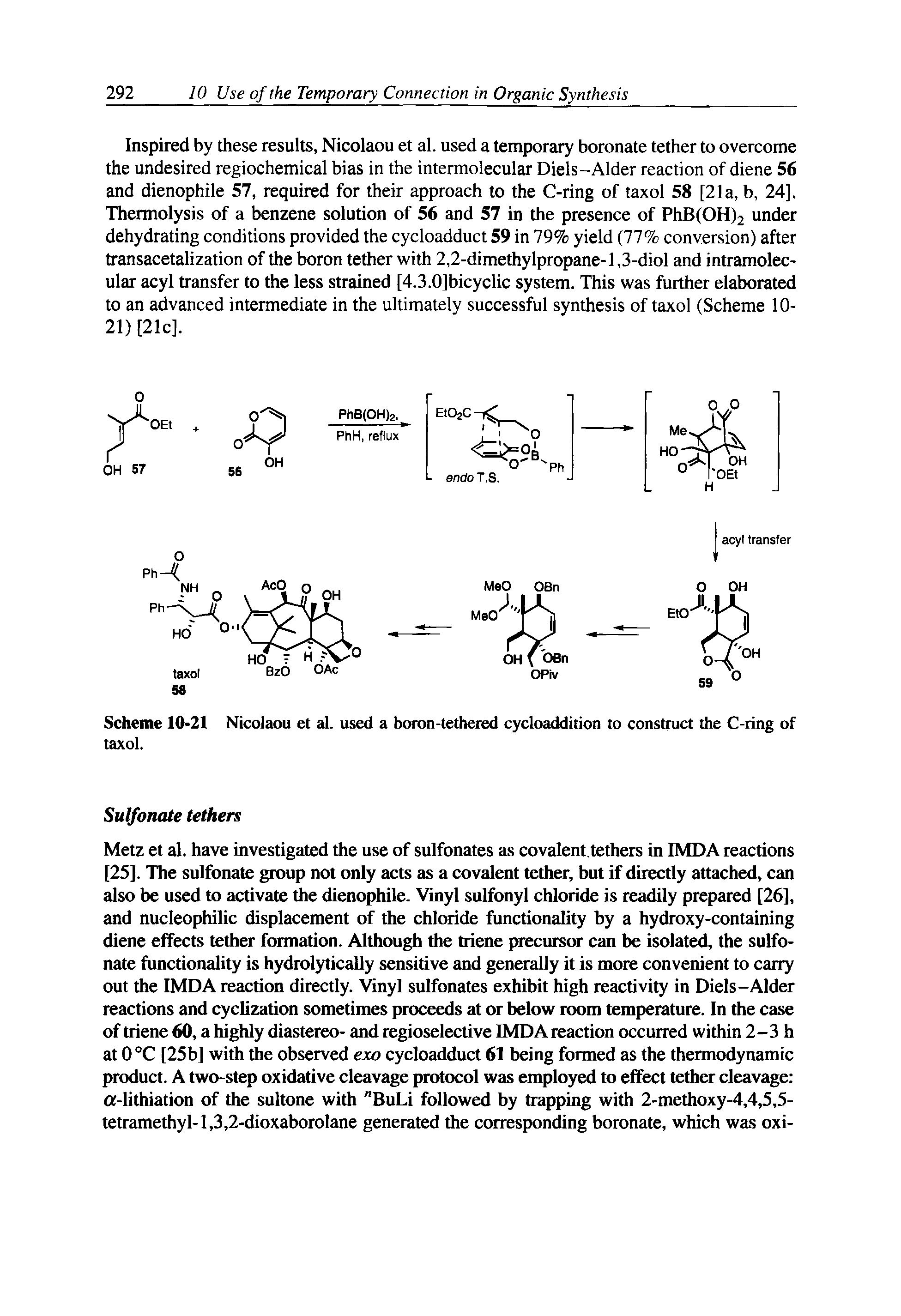 Scheme 10-21 Nicolaou et al. used a boron-tethered cycloaddition to construct the C-ring of taxol.