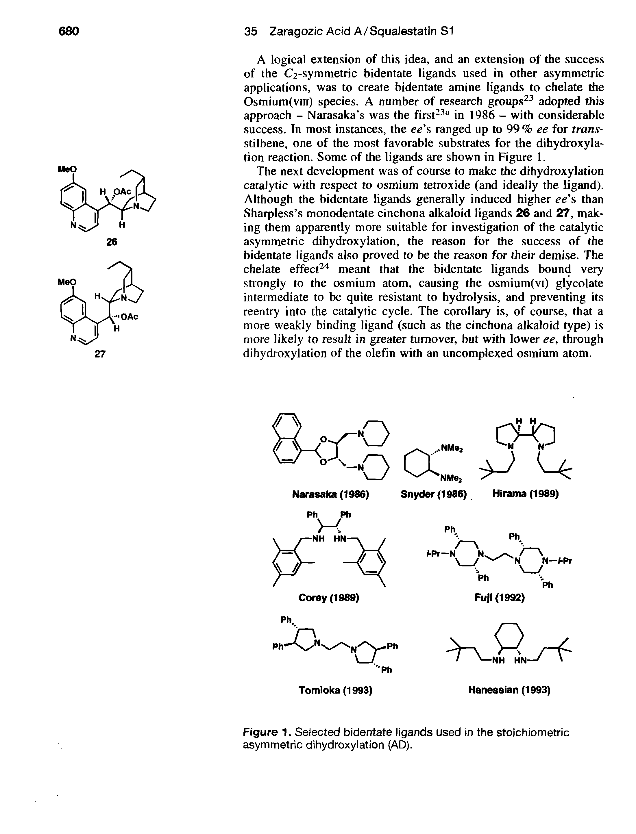 Figure 1. Selected bidentate ligands used in the stoichiometric asymmetric dihydroxylation (AD).