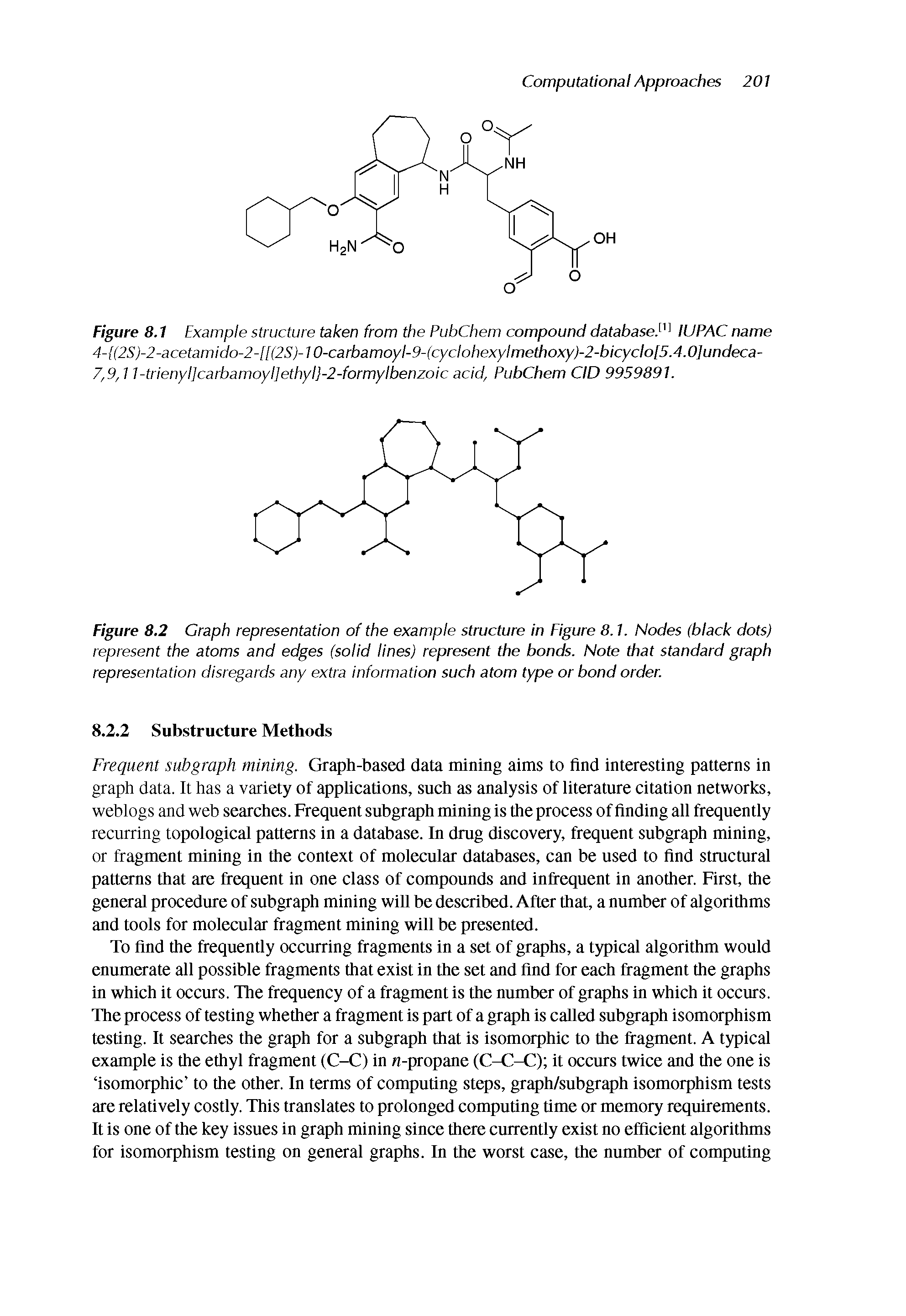 Figure 8.1 Example structure taken from the PubChem compound database) IUPAC name 4- (2S)-2-acetamido-2-[[(2S)-10-carbamoyl-9-(cyclohexylmethoxy)-2-bicyclo[5.4.0]undeca-7,9,11-trienyl]carbamoyl]ethyl -2-formylbenzoic acid, PubChem CID 9959891.