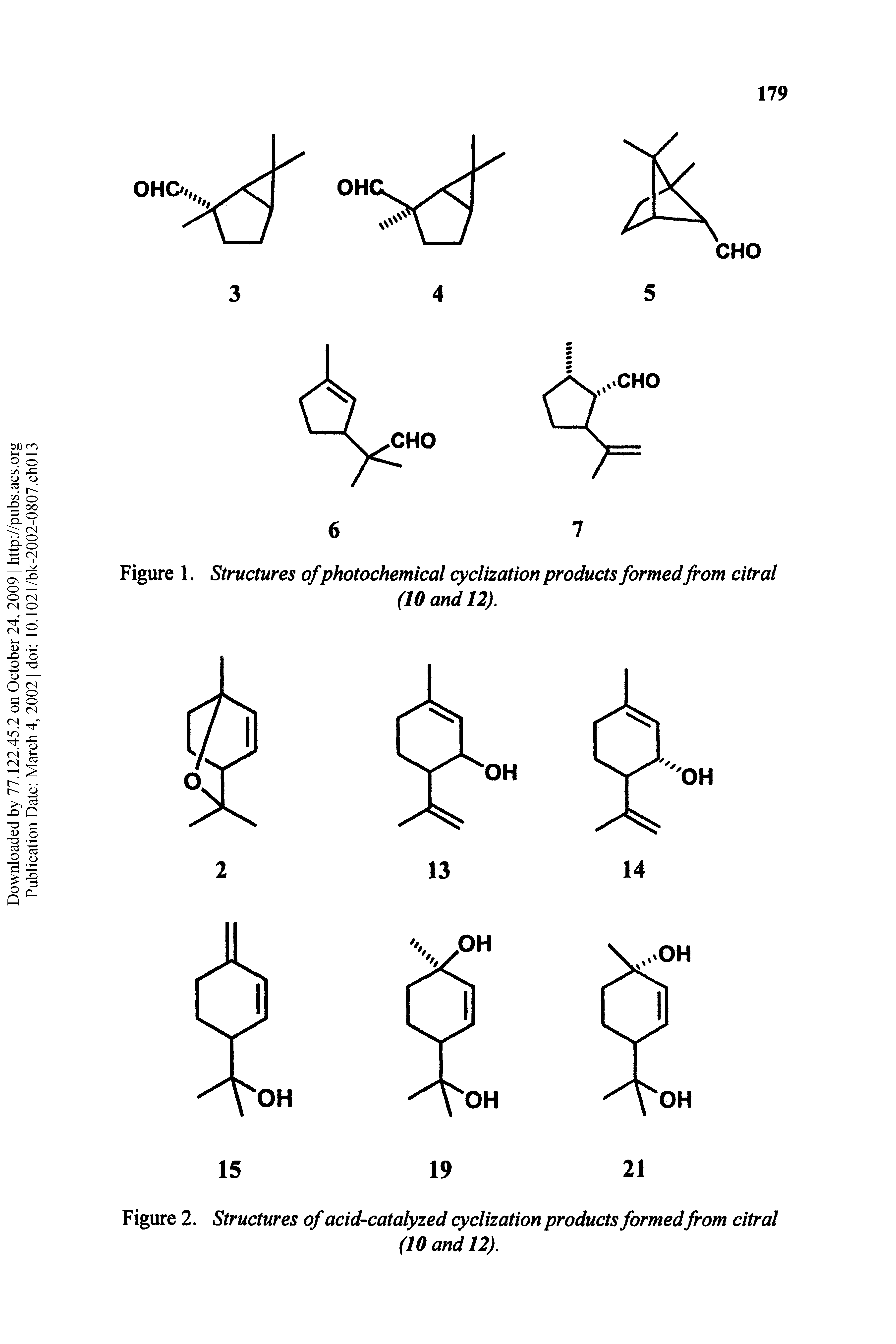 Figure 1. Structures of photochemical cyclization products formed from citral...
